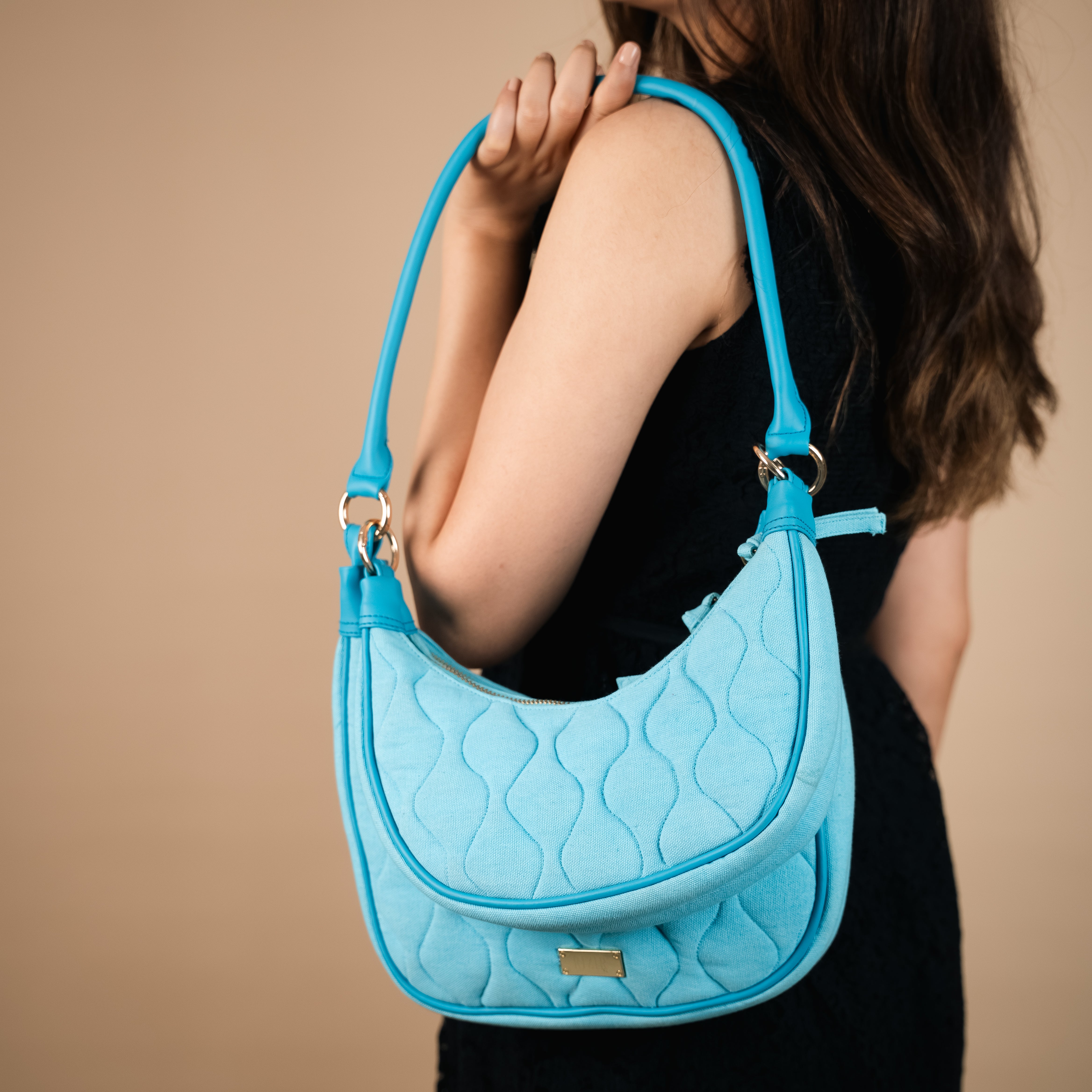 Elite Dual Quilted Blue Sling Bag