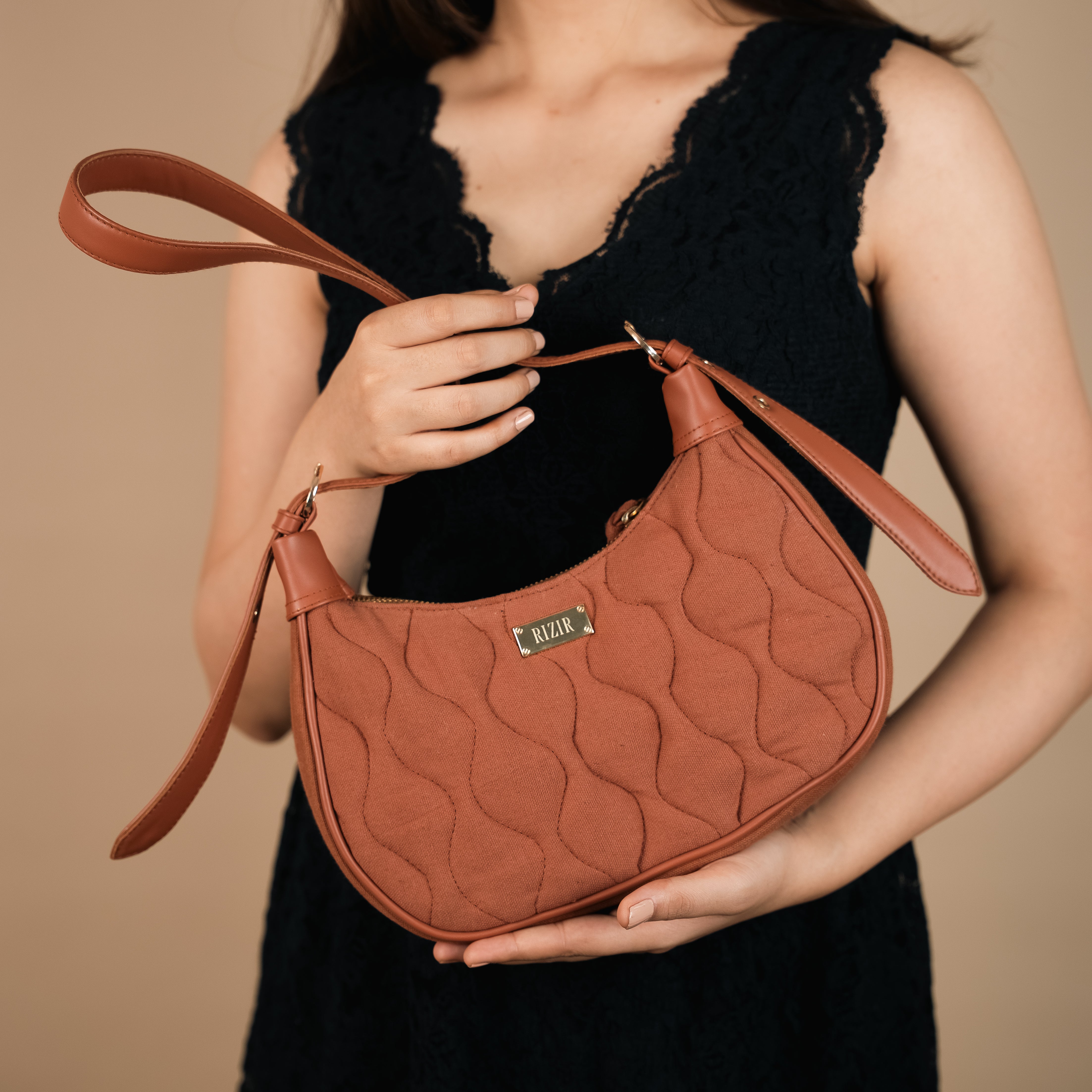Quilted Pop Brown Sling Bag