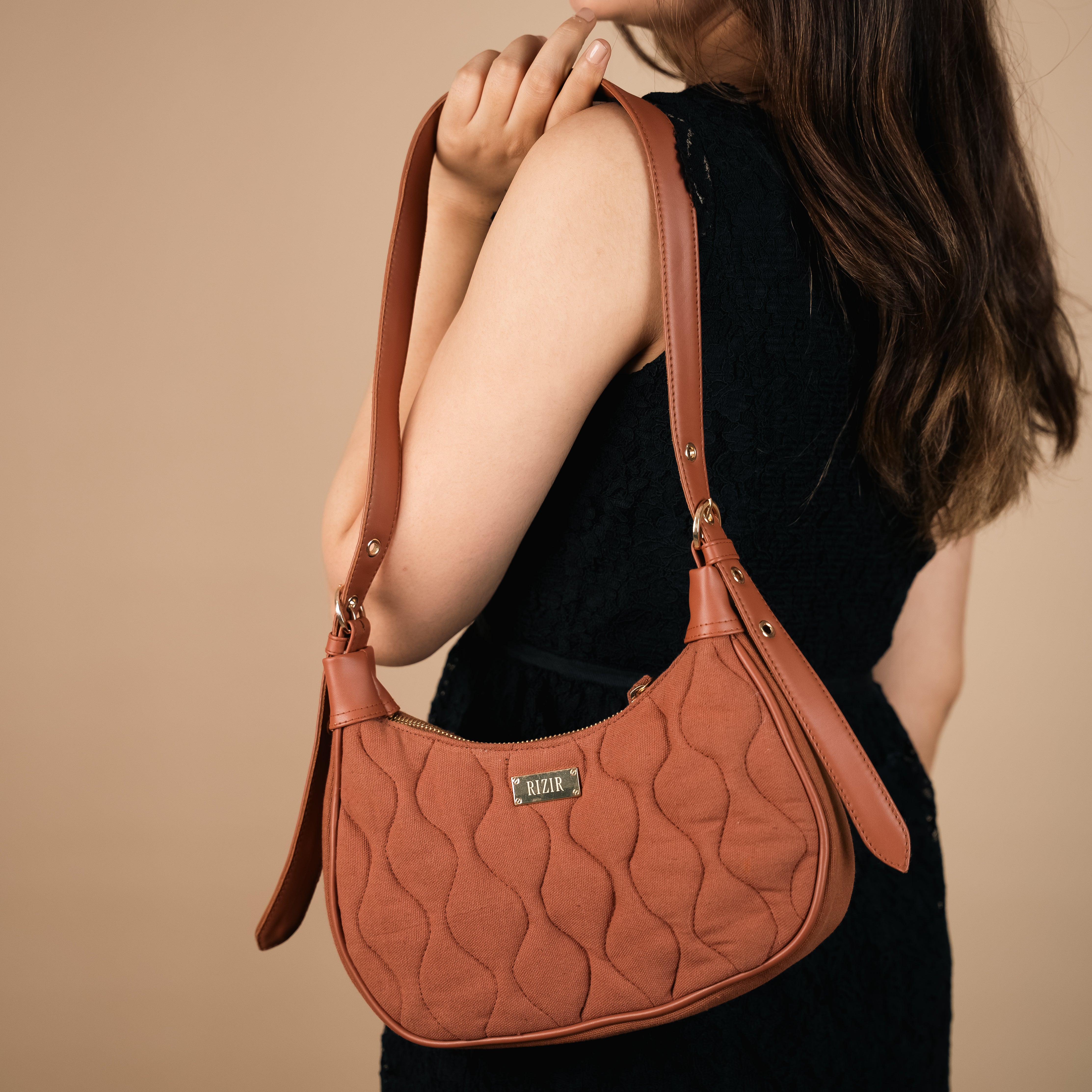 Quilted Pop Brown Sling Bag