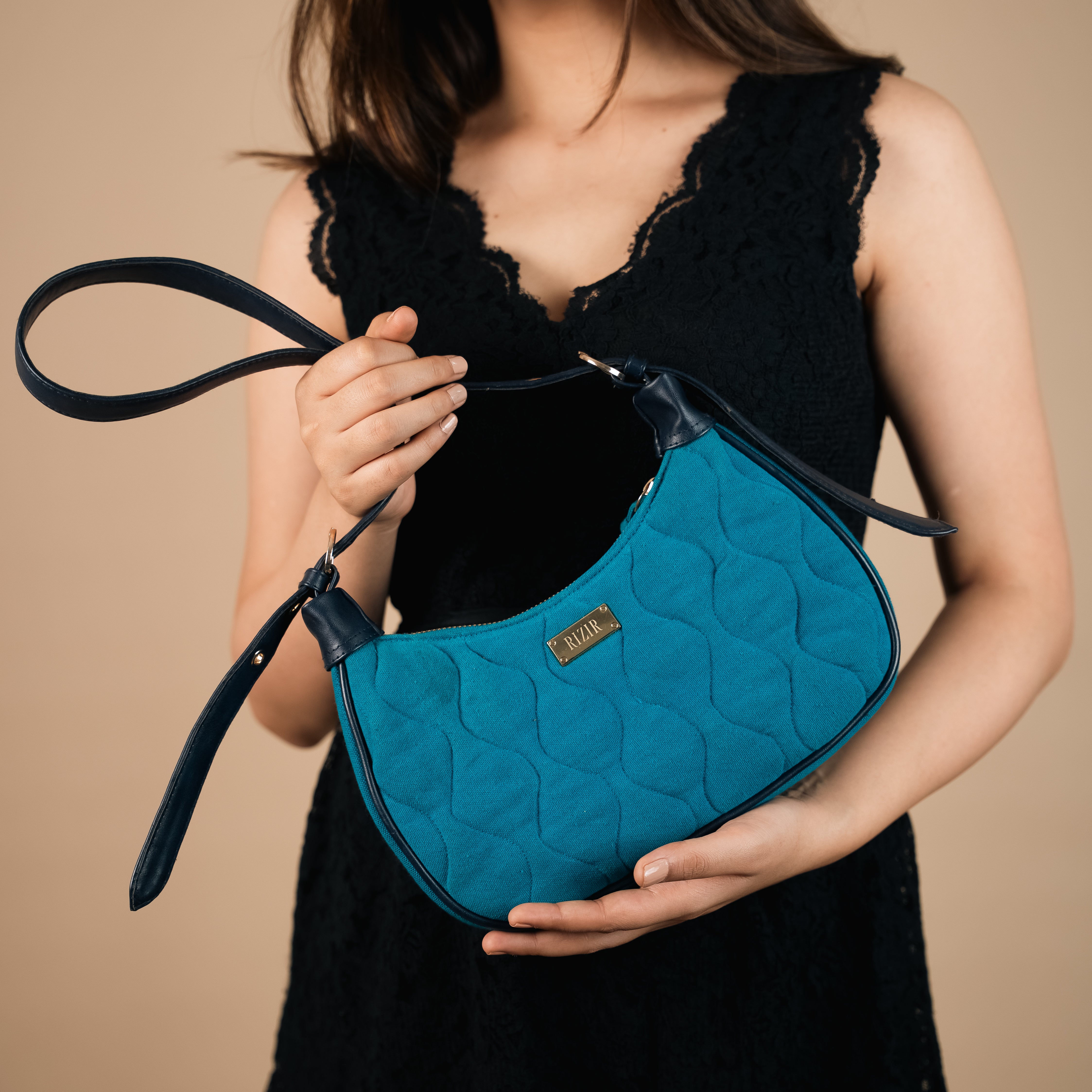 Quilted Pop Blue Sling Bag