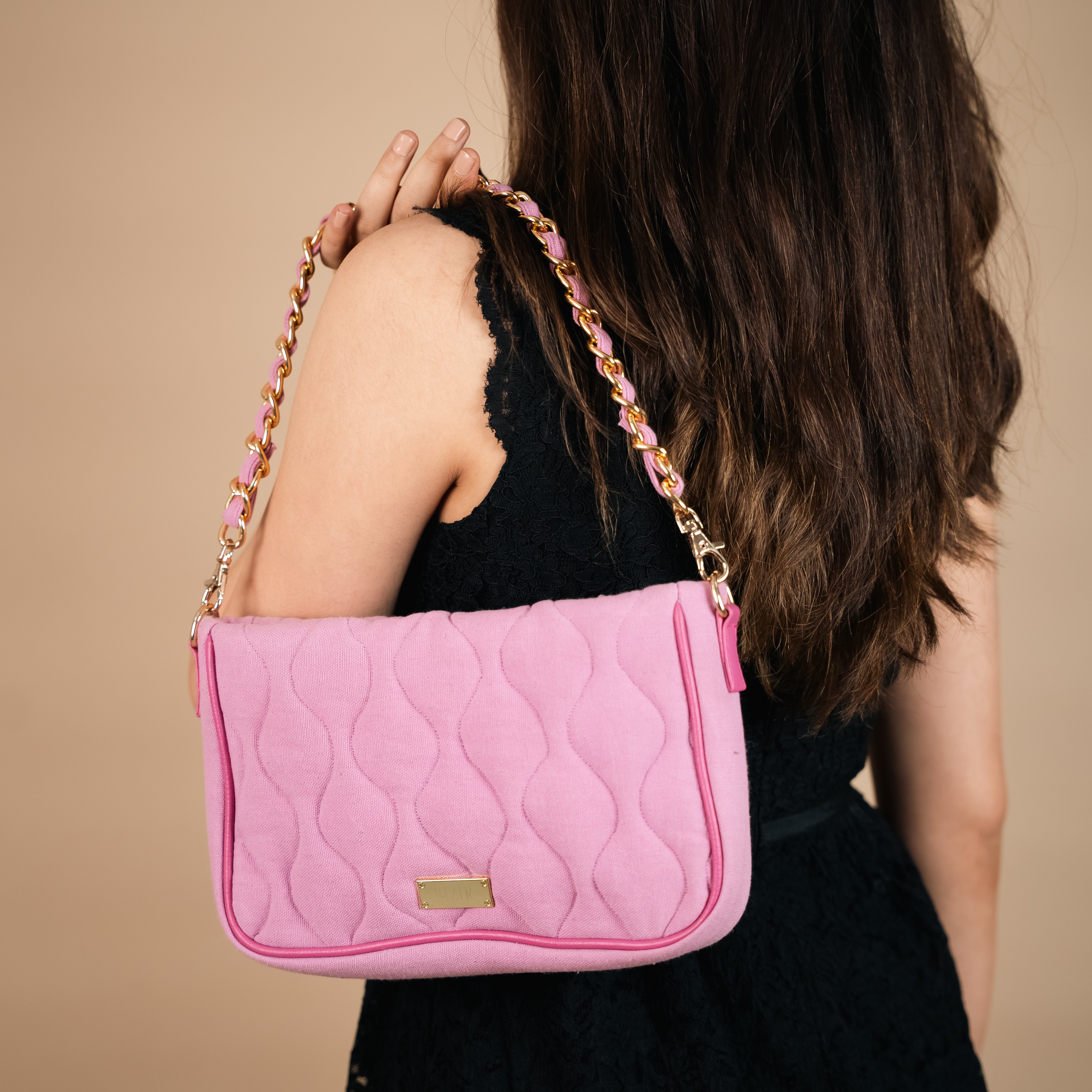 Retro Quilted Pink Sling Bag