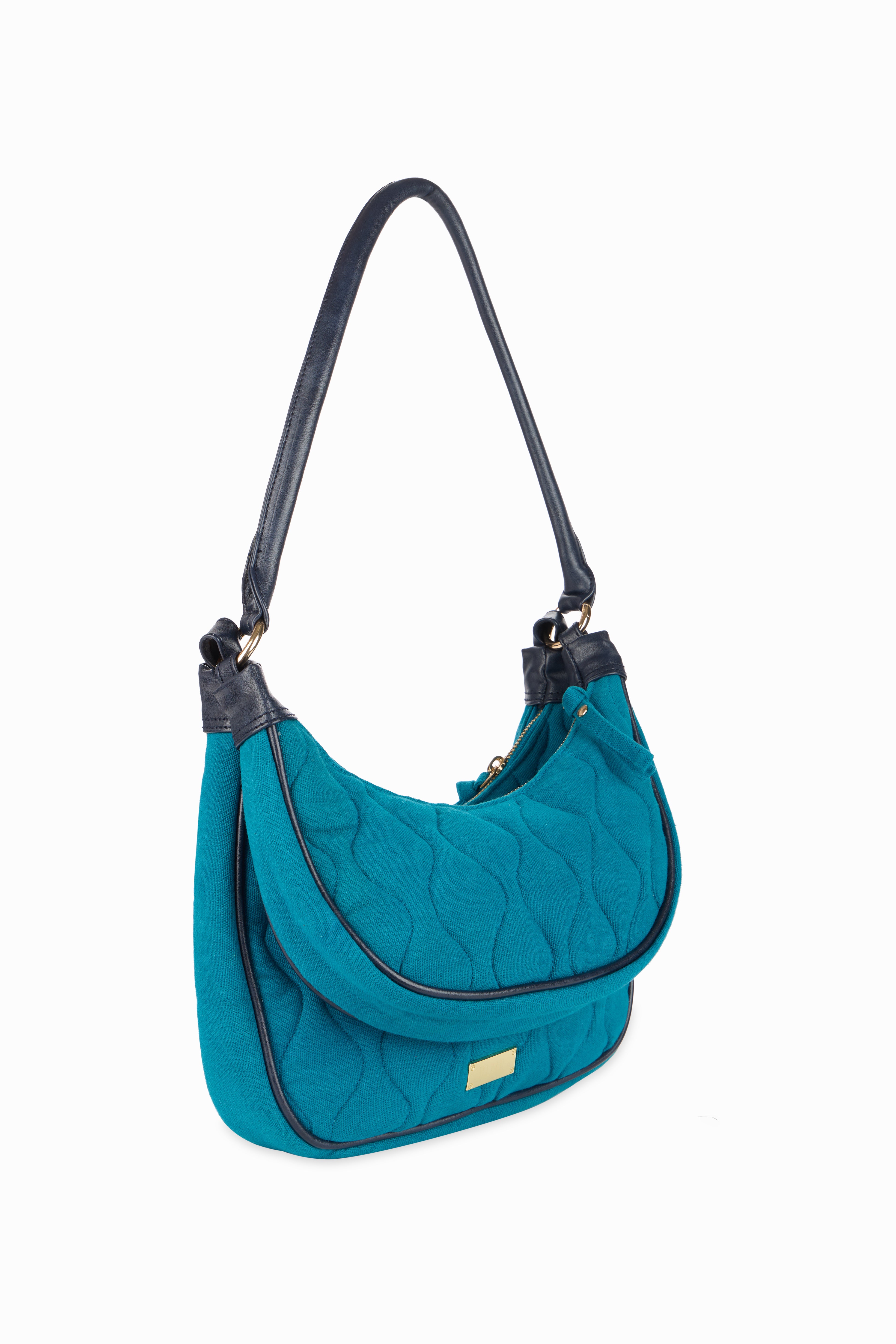 Elite Dual Quilted Teal Blue Sling Bag - Rizir