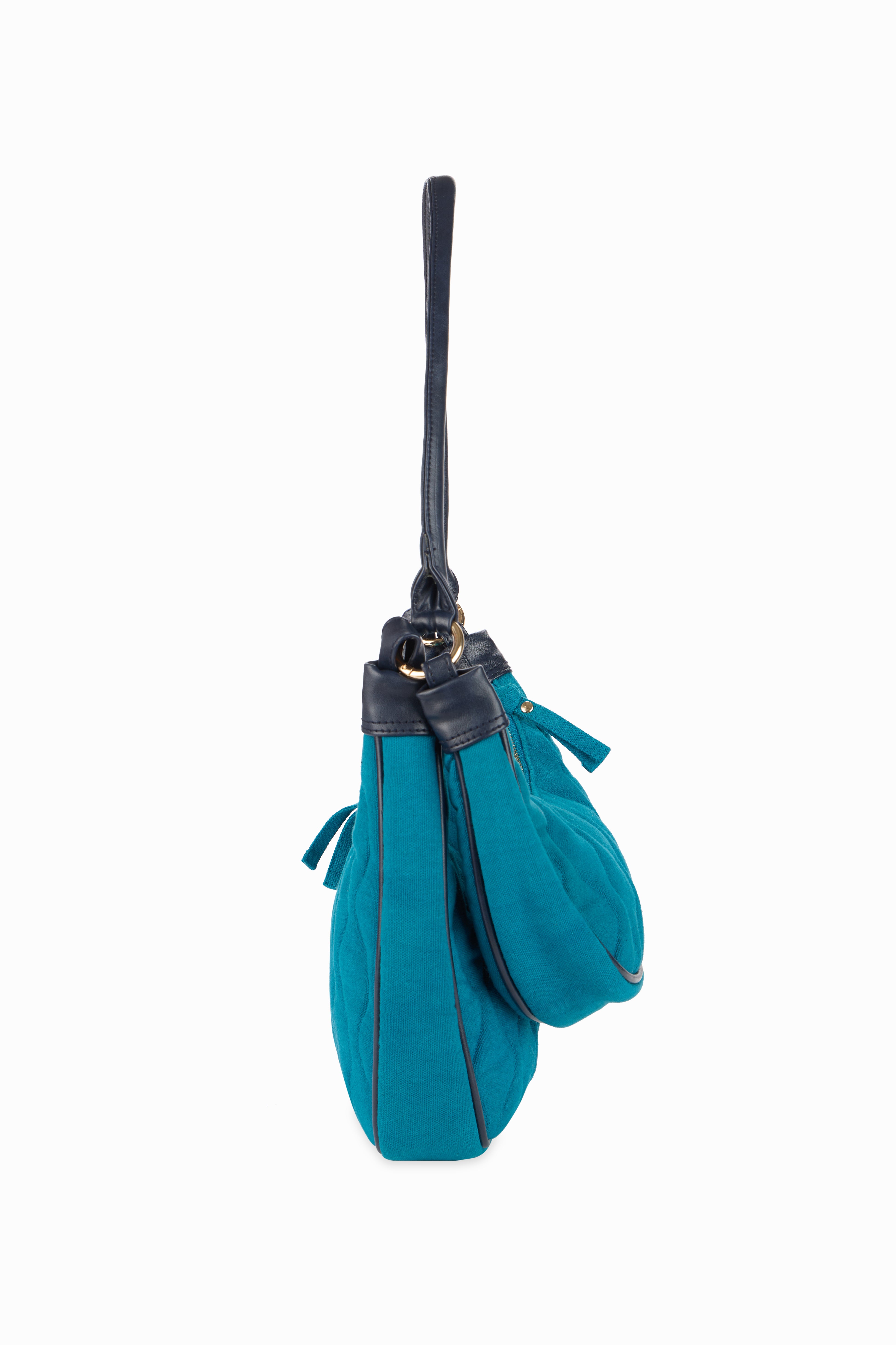 Elite Dual Quilted Teal Blue Sling Bag - Rizir