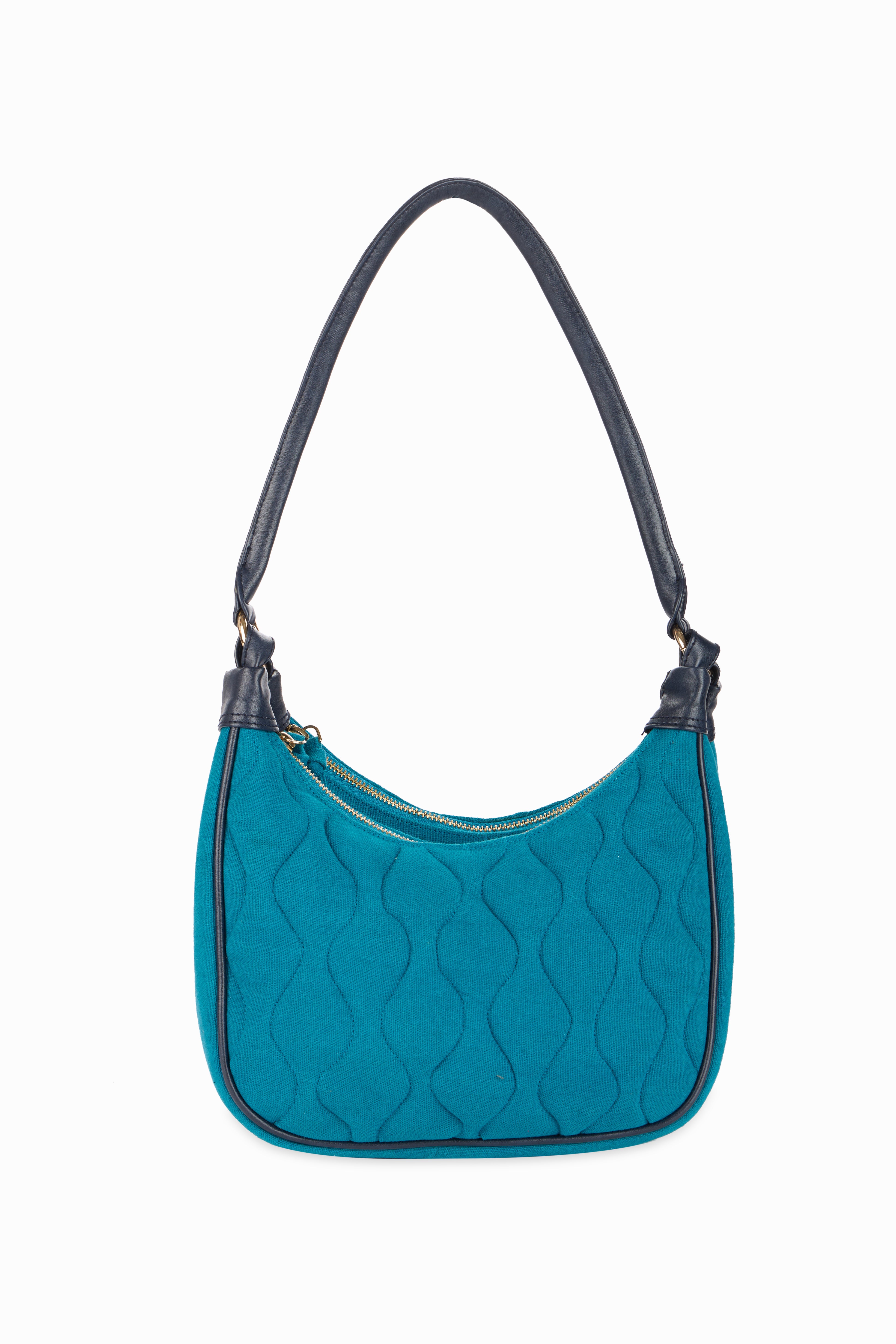 Elite Dual Quilted Teal Blue Sling Bag - Rizir