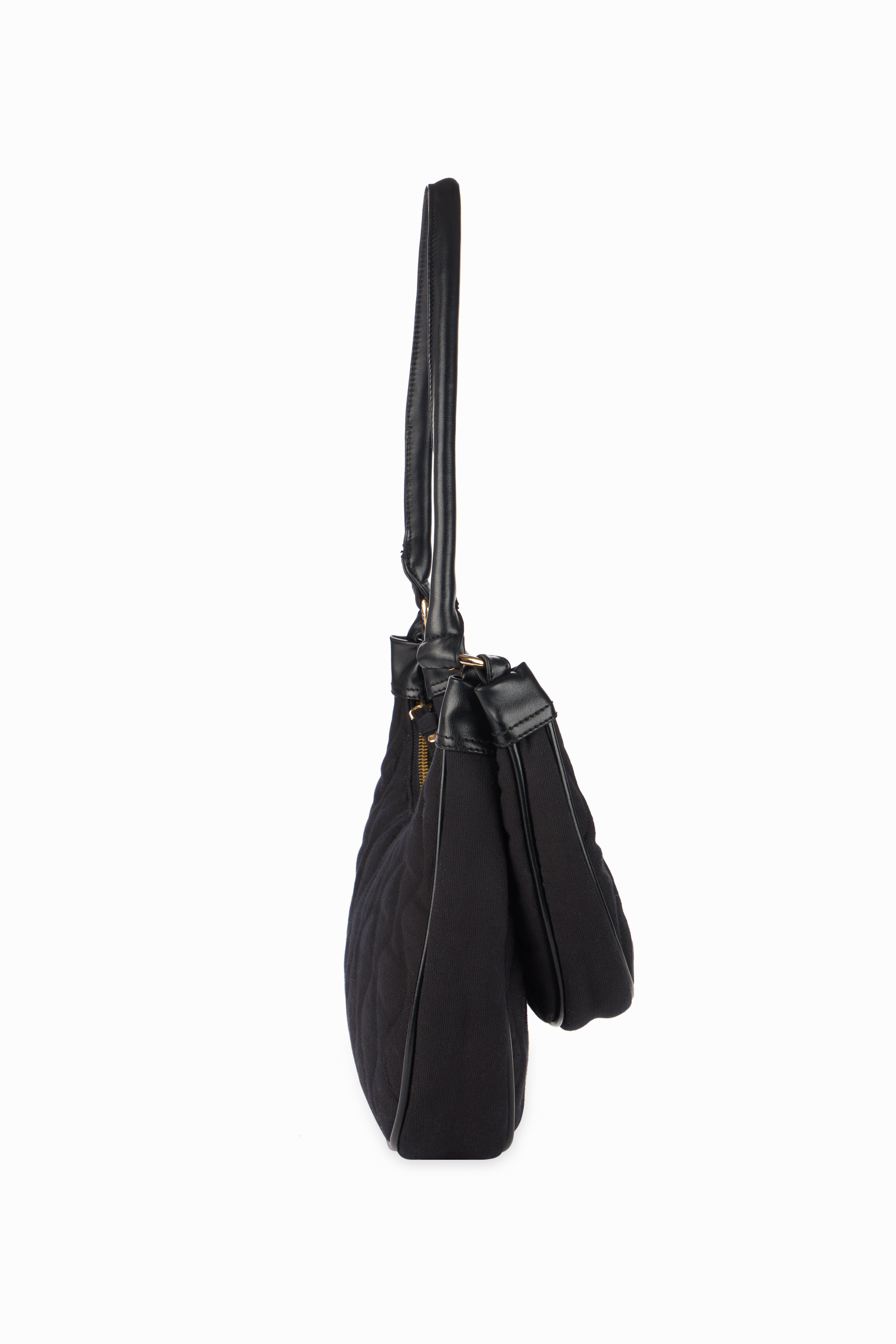 Elite Dual Quilted Black Sling Bag