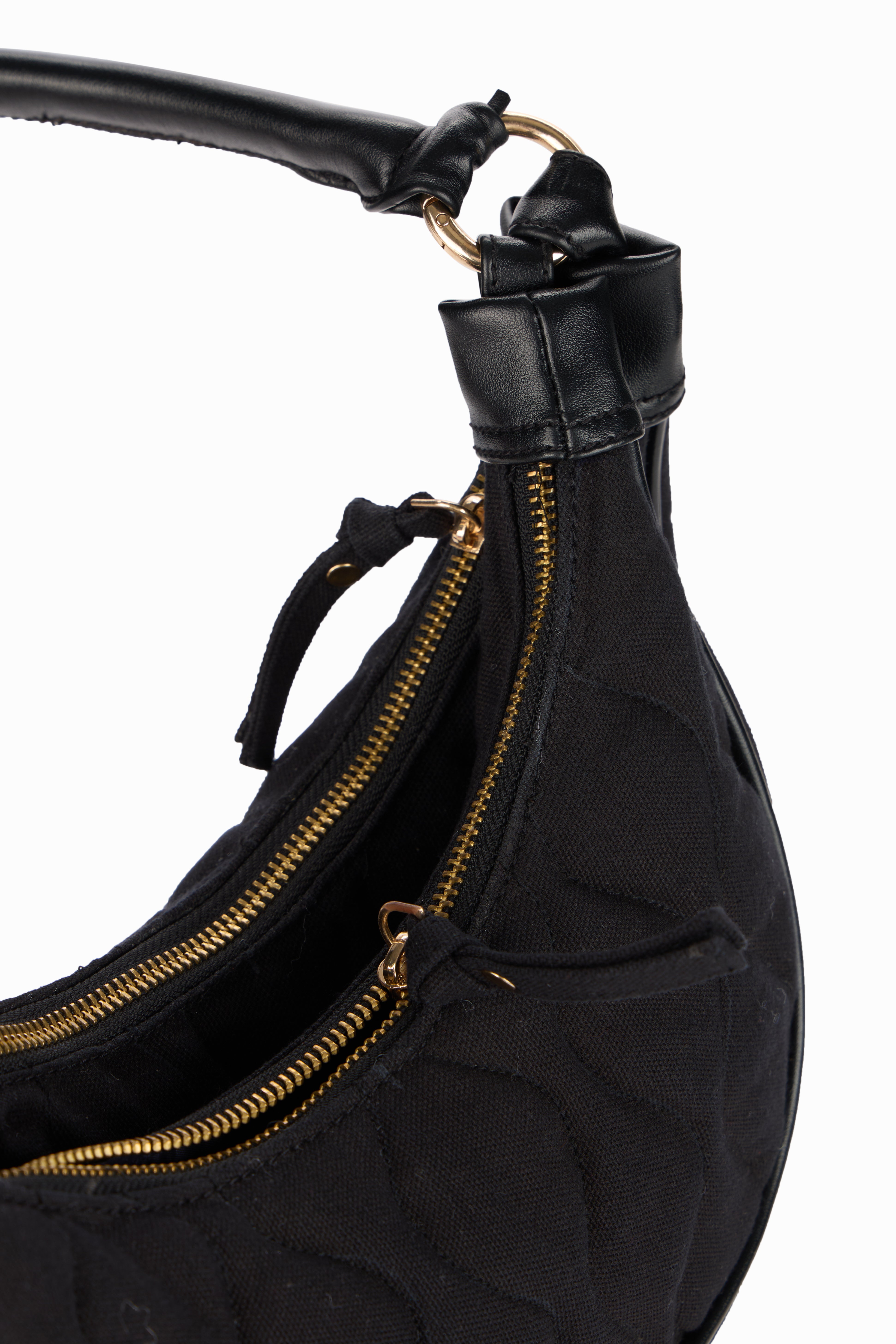 Elite Dual Quilted Black Sling Bag