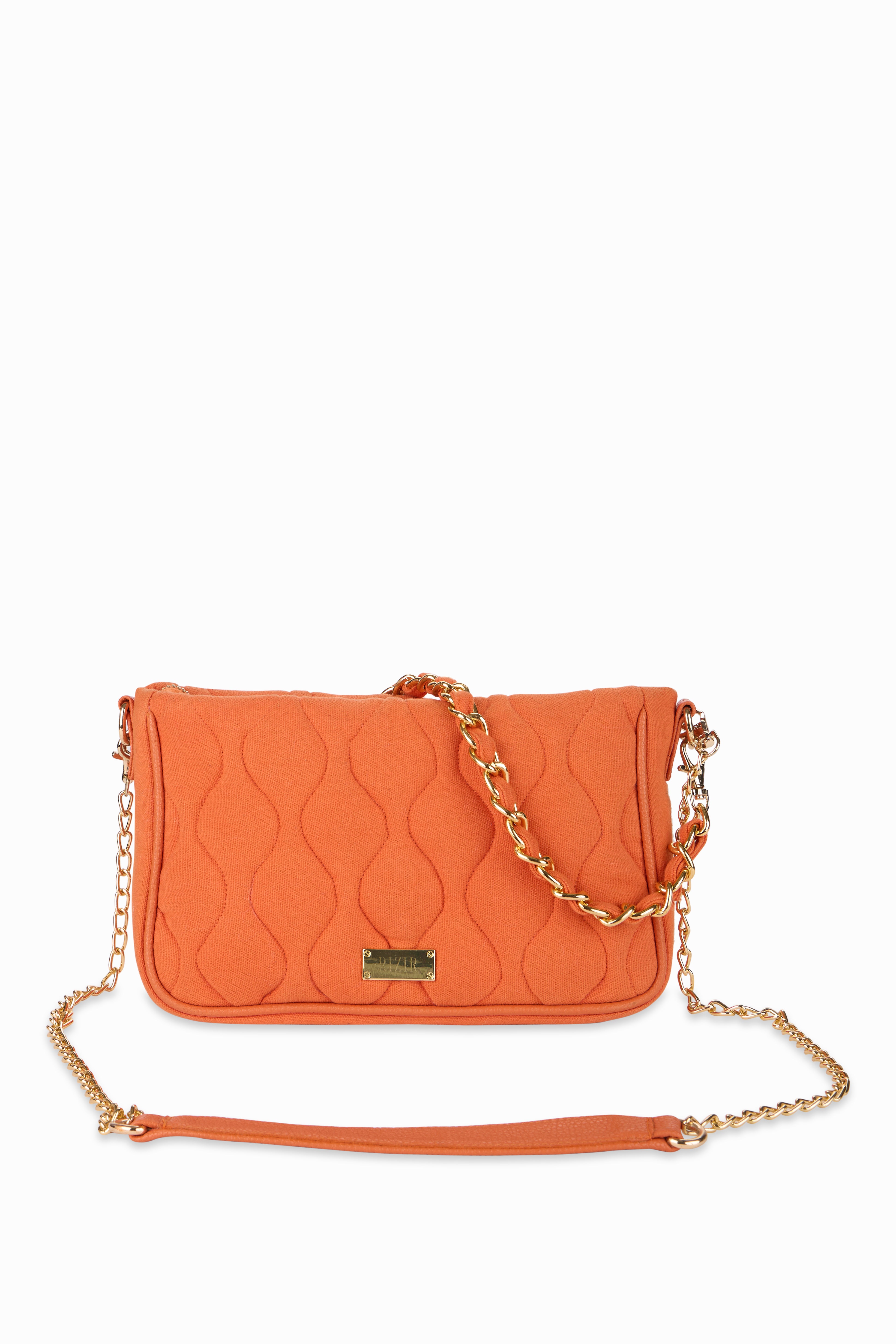 Retro Quilted Orange Sling Bag - Rizir