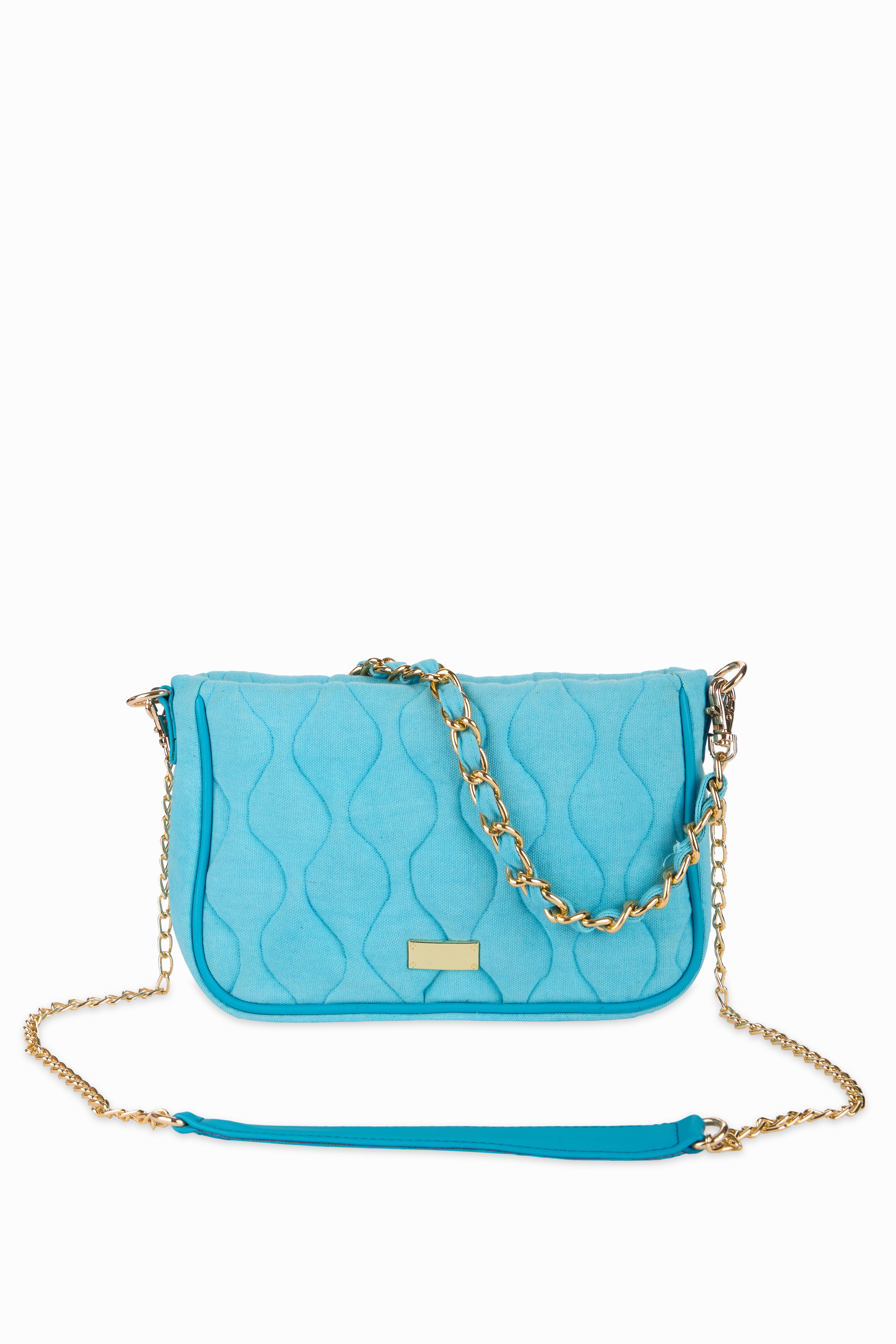 Retro Quilted Blue Sling Bag - Rizir