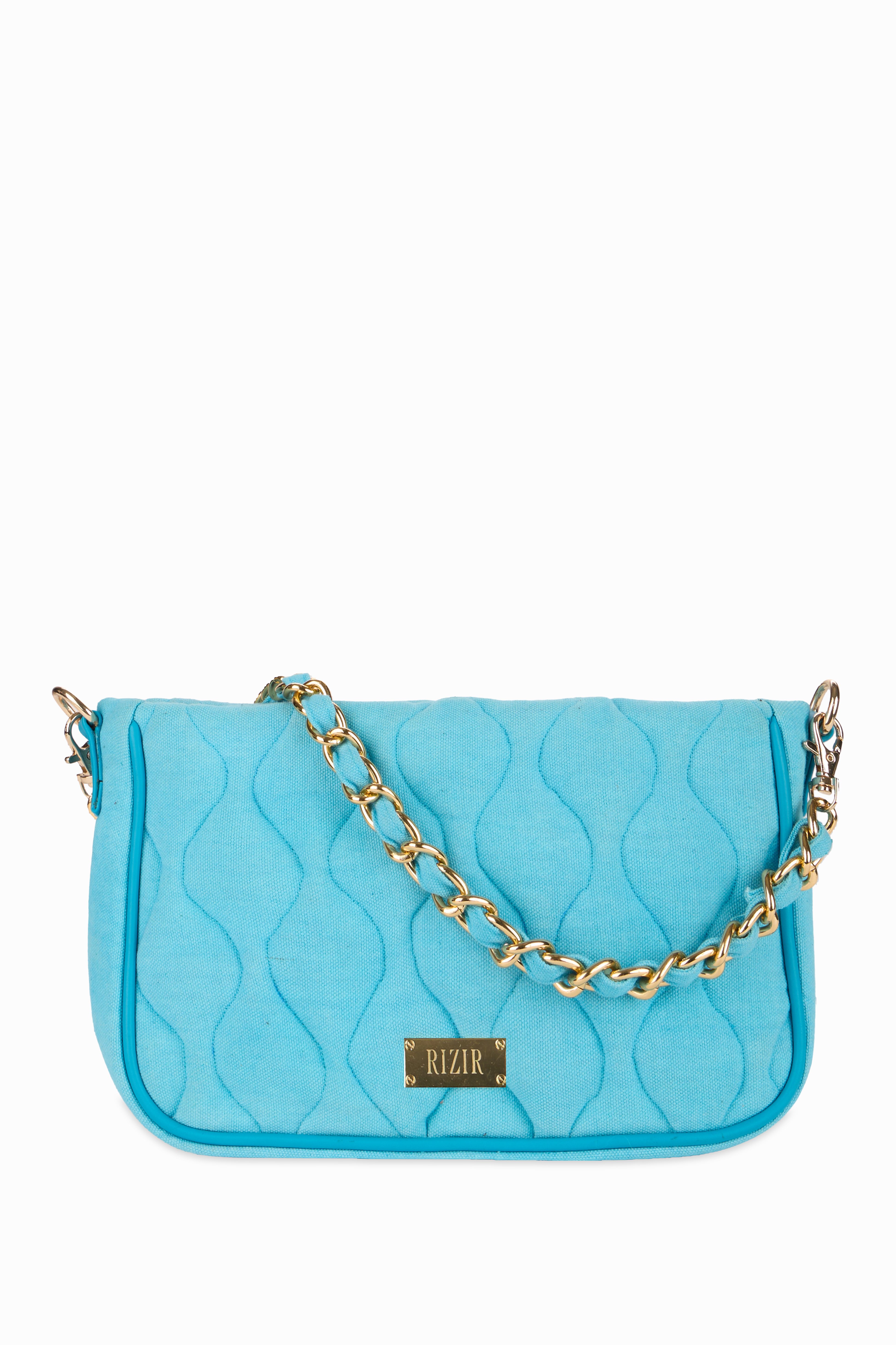 Retro Quilted Blue Sling Bag - Rizir