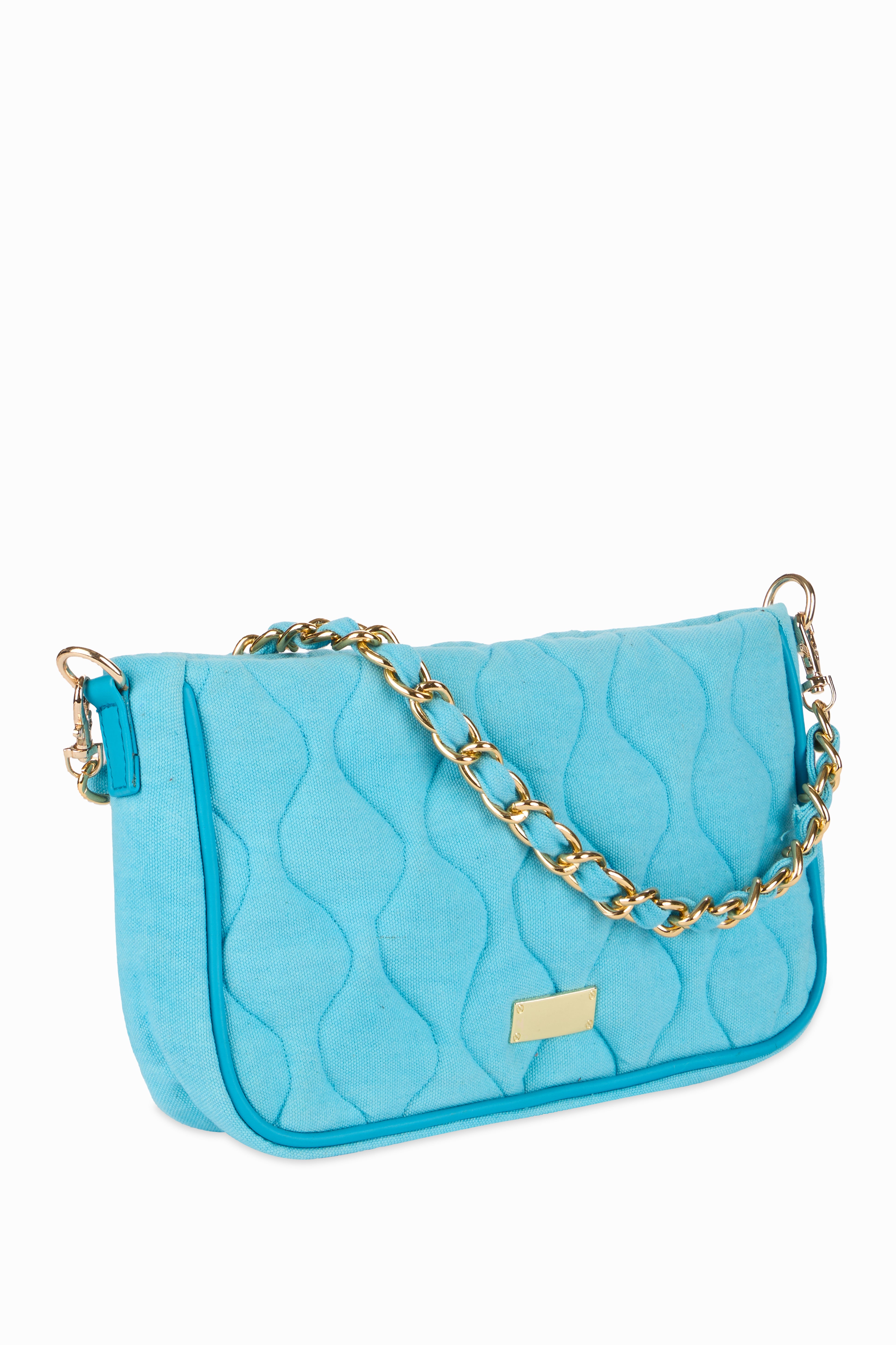 Retro Quilted Blue Sling Bag - Rizir