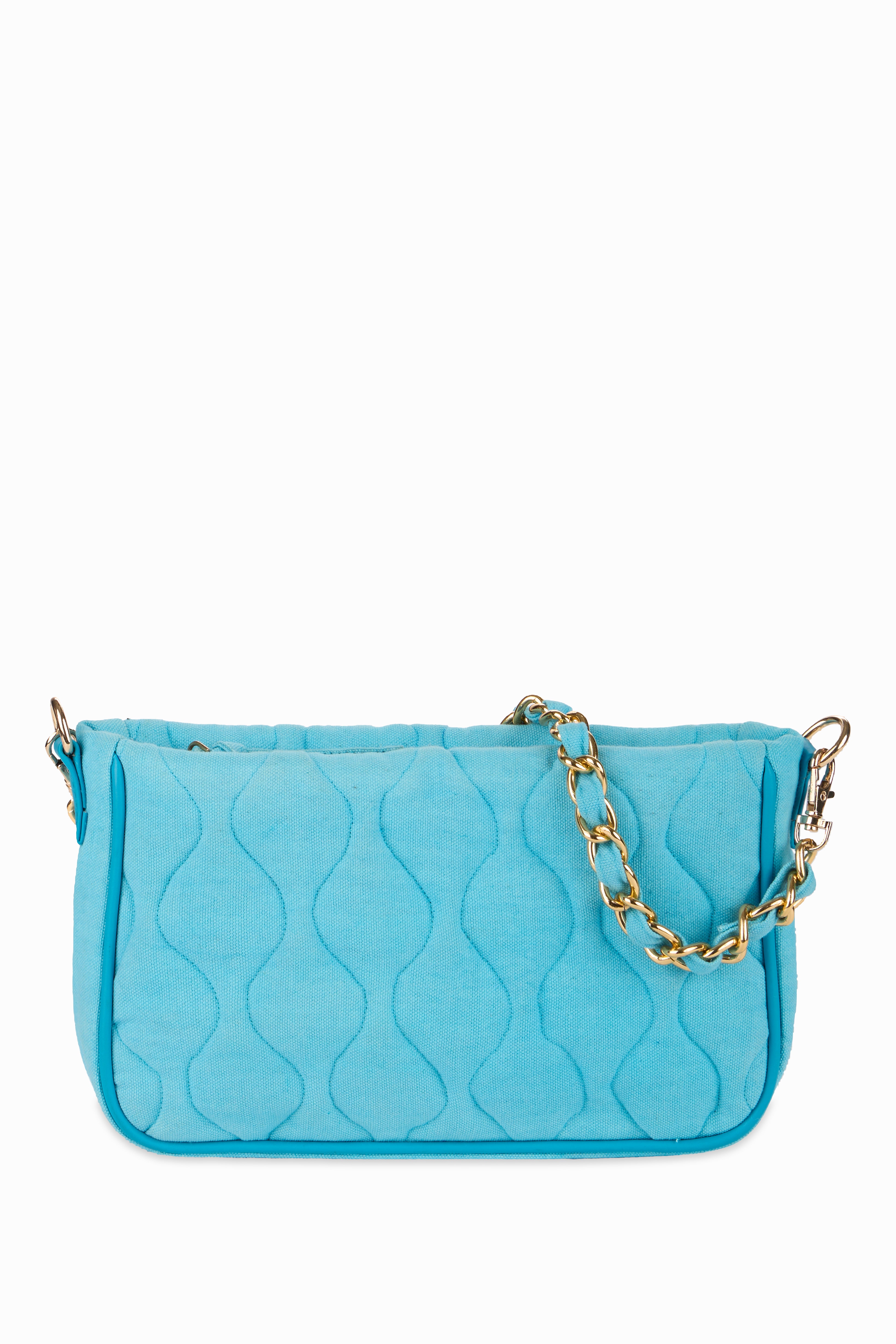 Retro Quilted Blue Sling Bag - Rizir