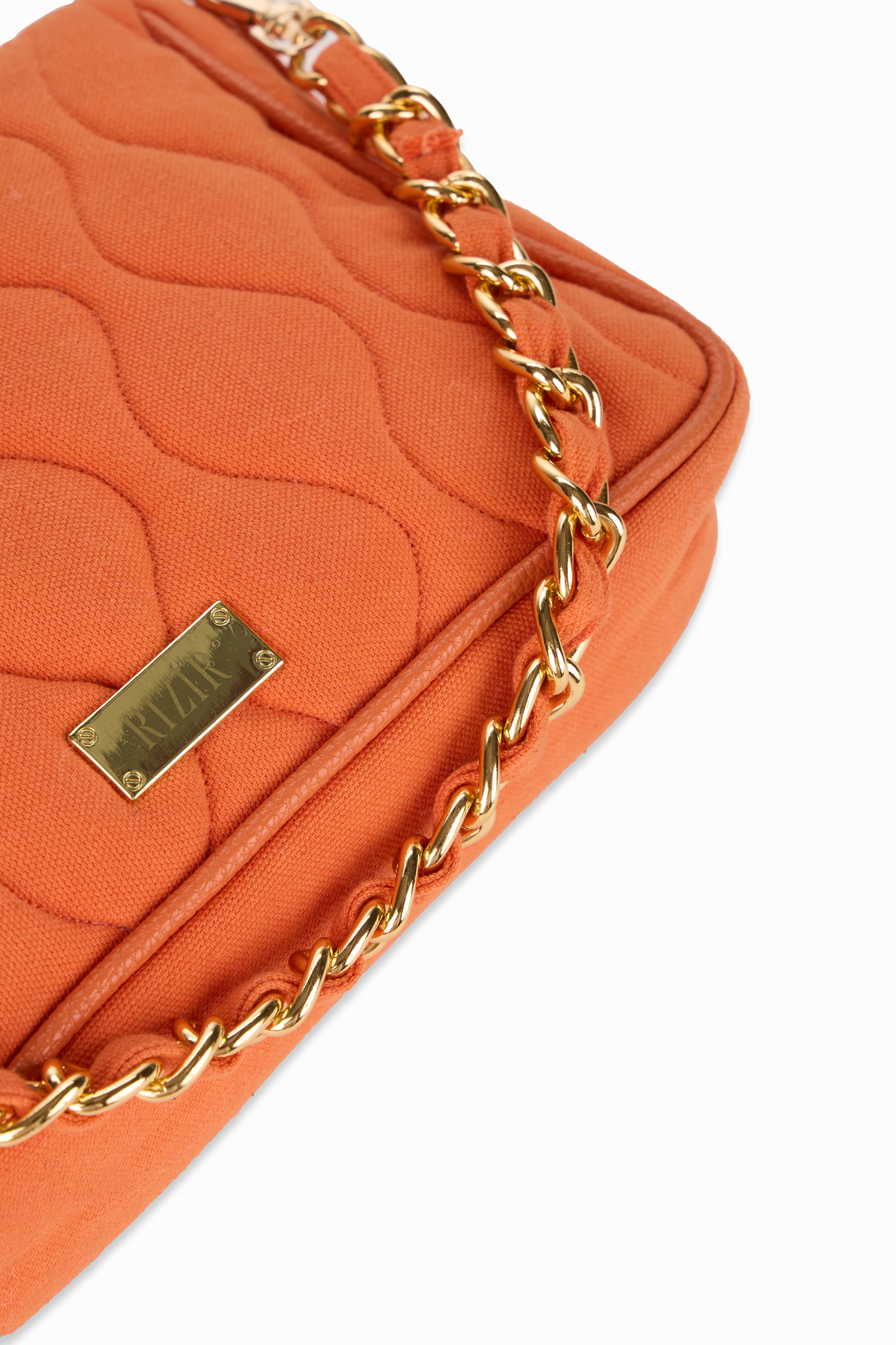 Retro Quilted Orange Sling Bag - Rizir