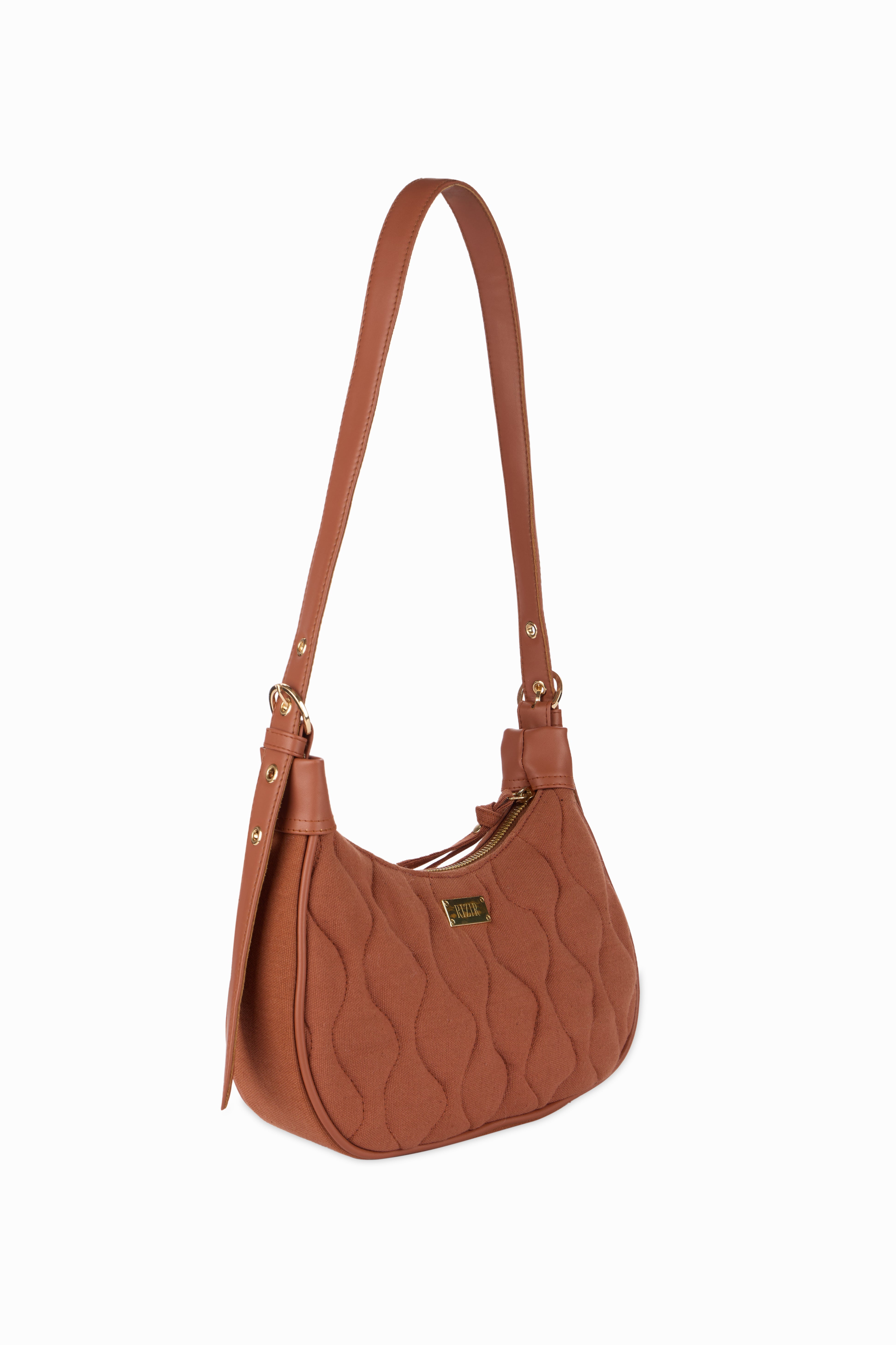 Quilted Pop Brown Sling Bag - Rizir