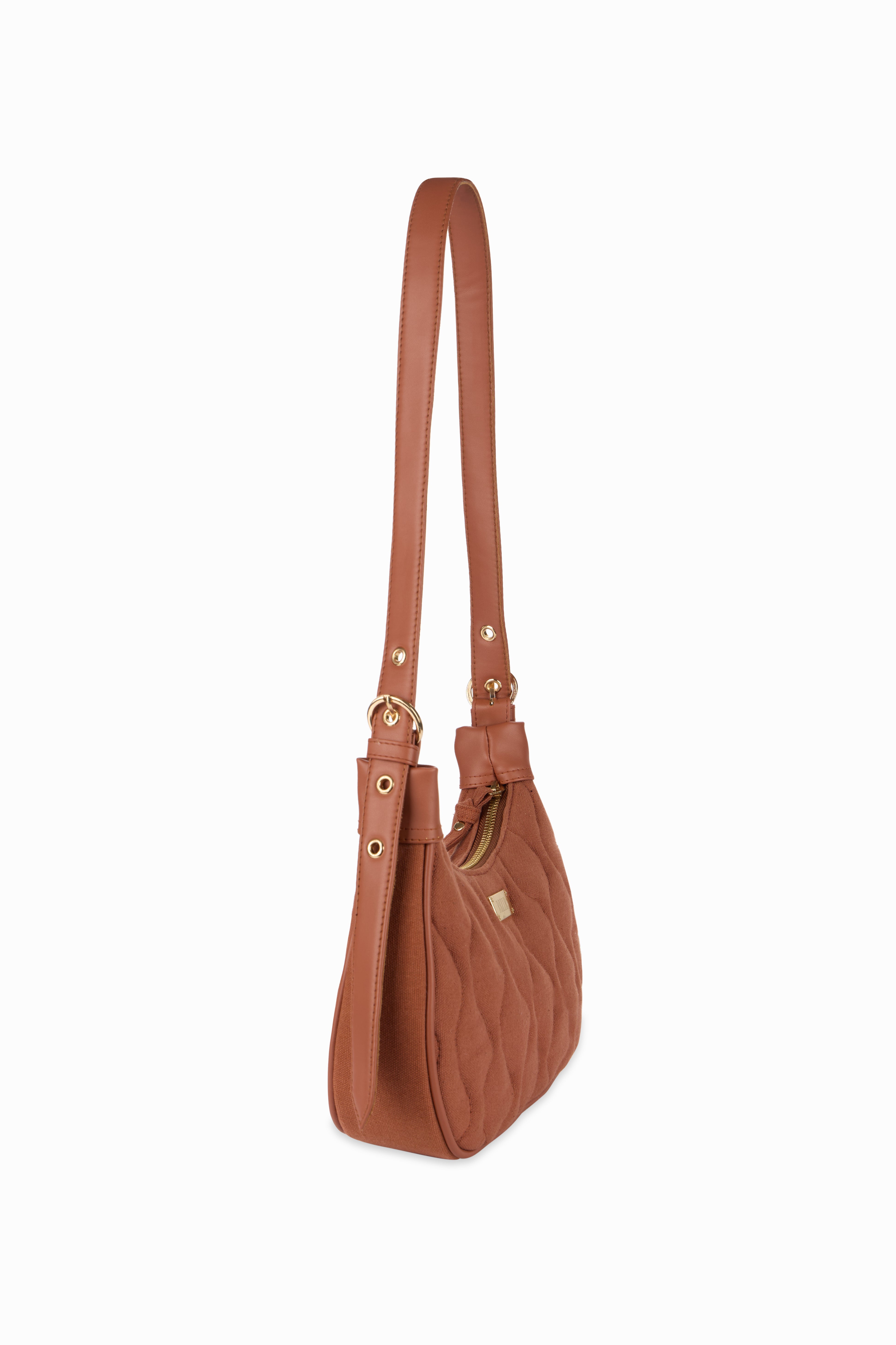 Quilted Pop Brown Sling Bag - Rizir