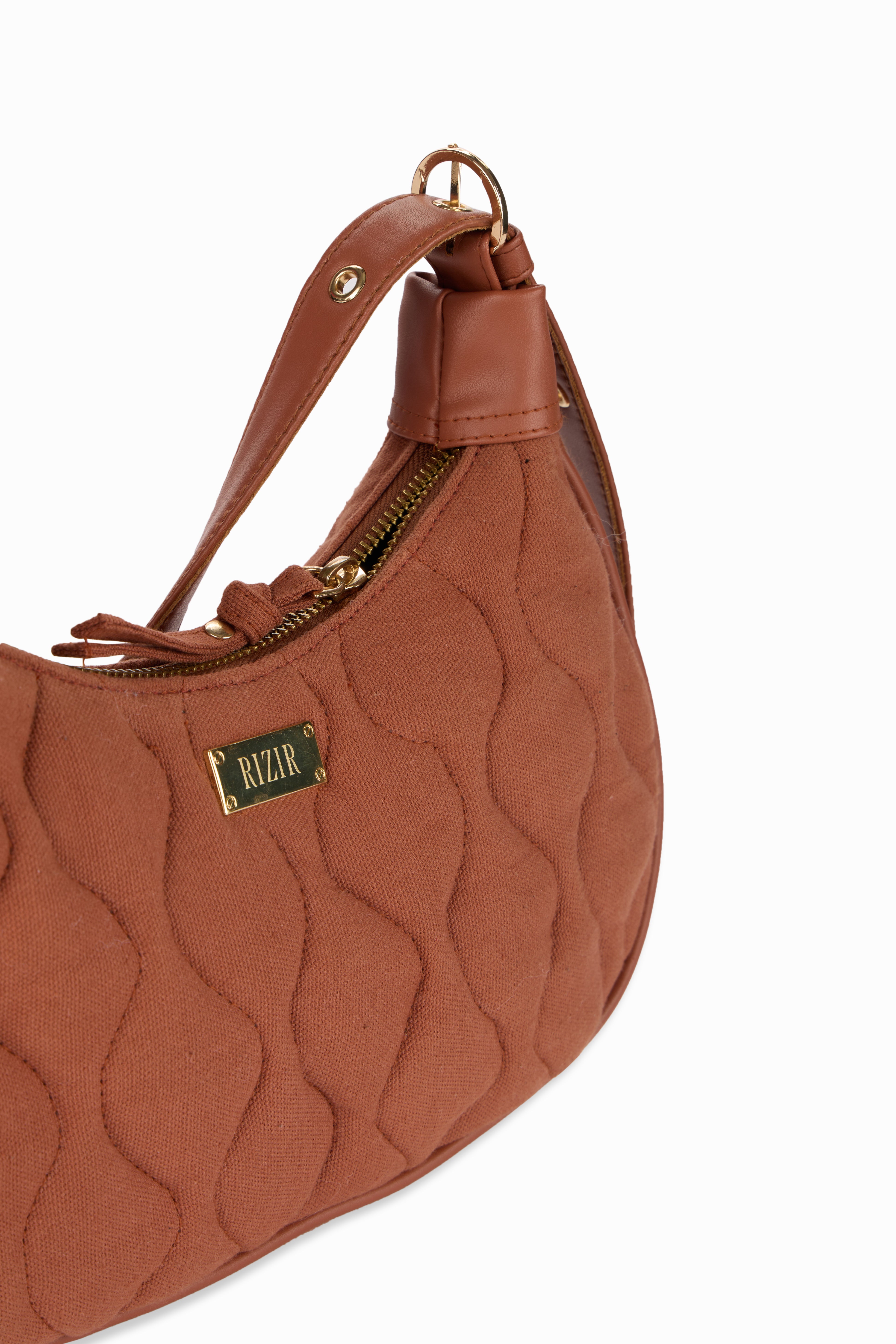 Quilted Pop Brown Sling Bag - Rizir