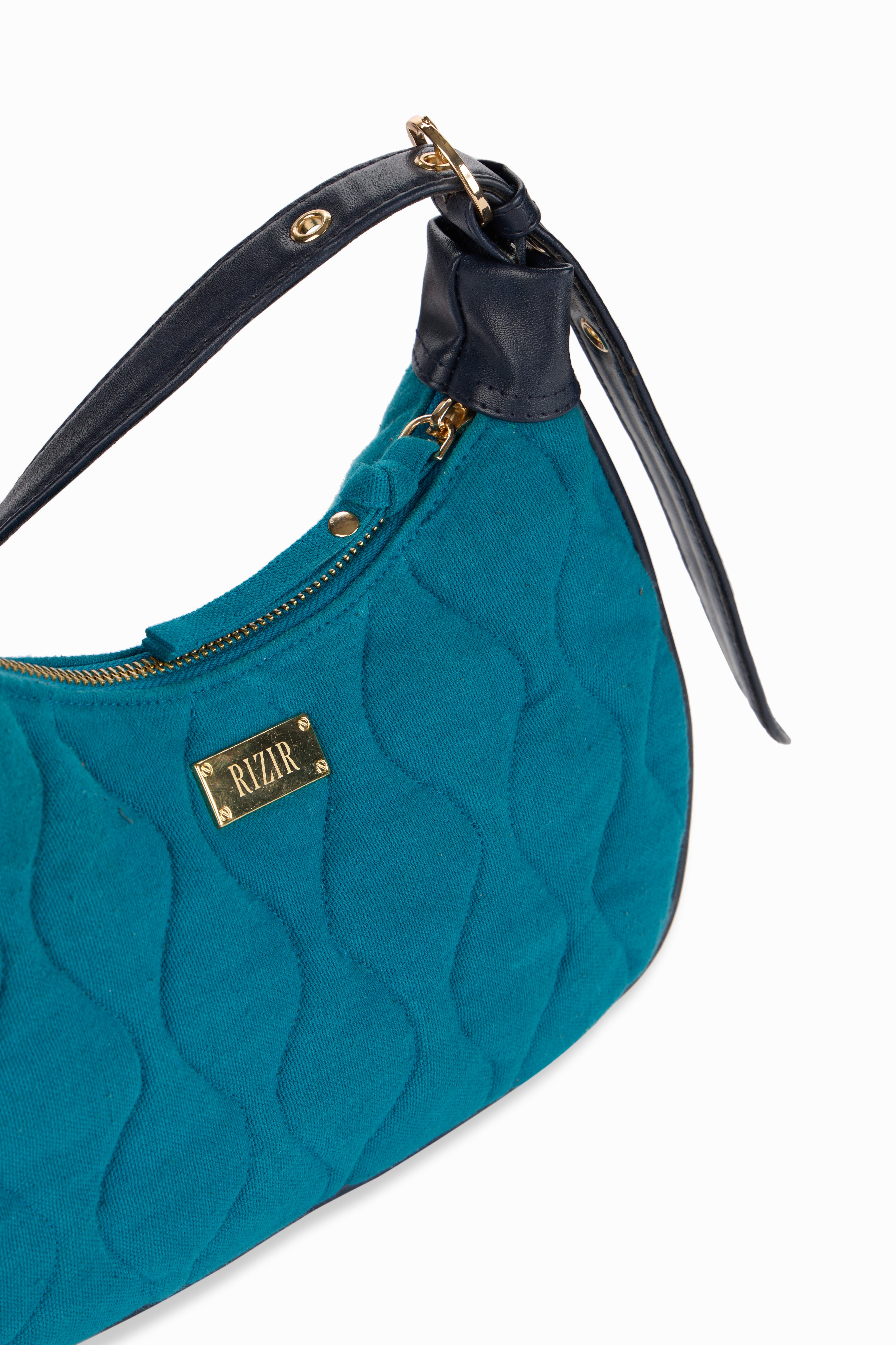 Quilted Pop Blue Sling Bag - Rizir