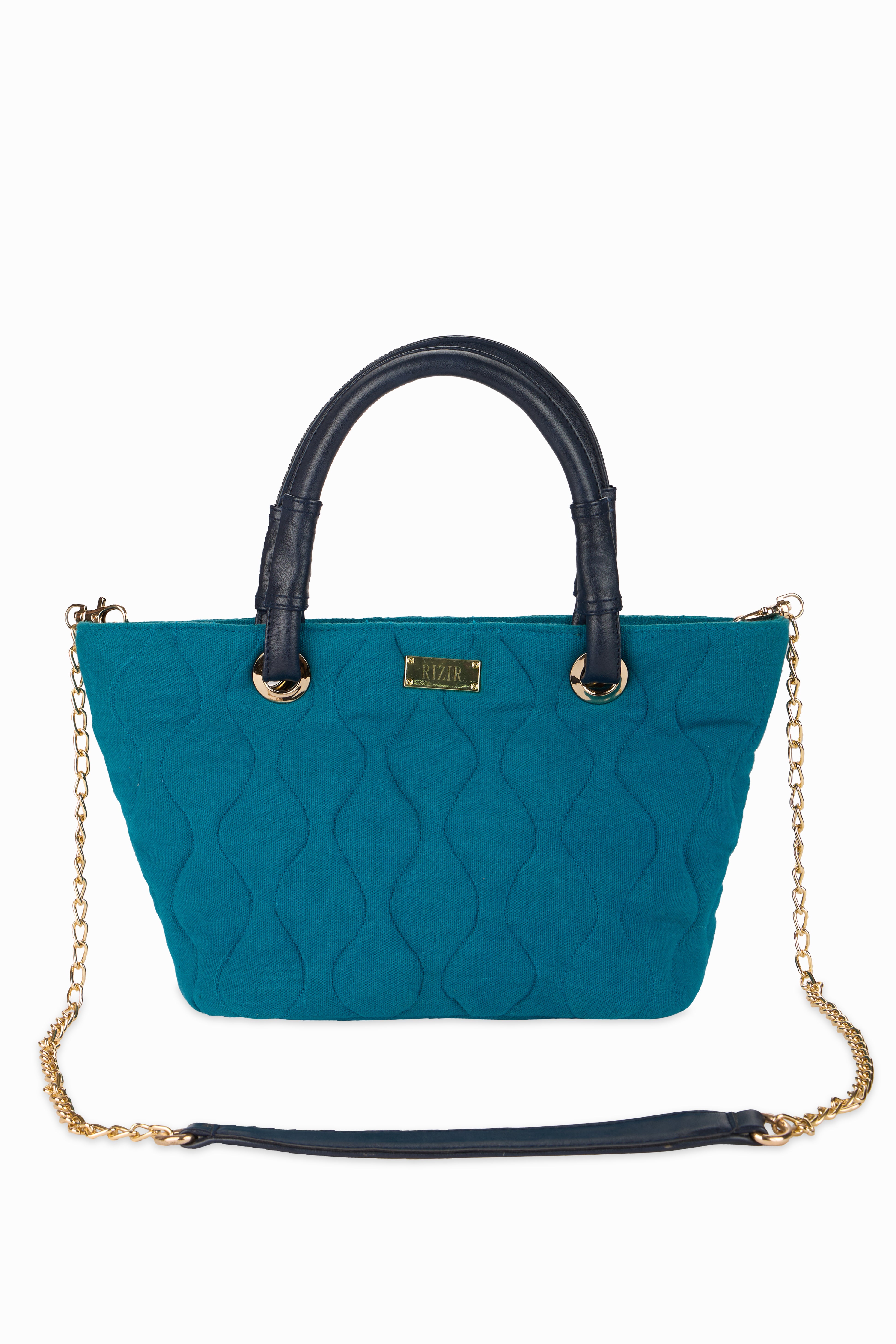 Bucket Quilted Teal Blue Sling Bag