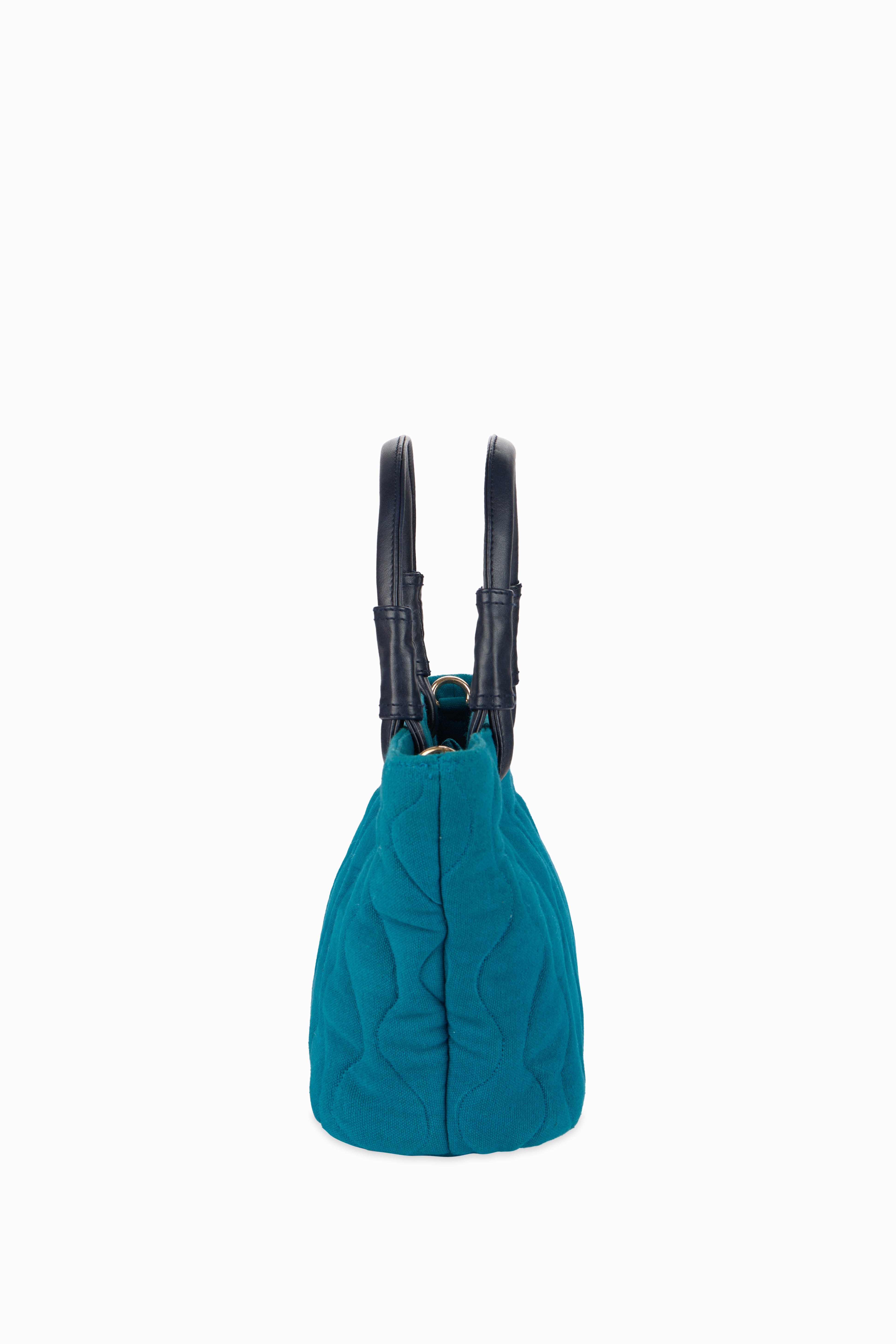 Bucket Quilted Teal Blue Sling Bag