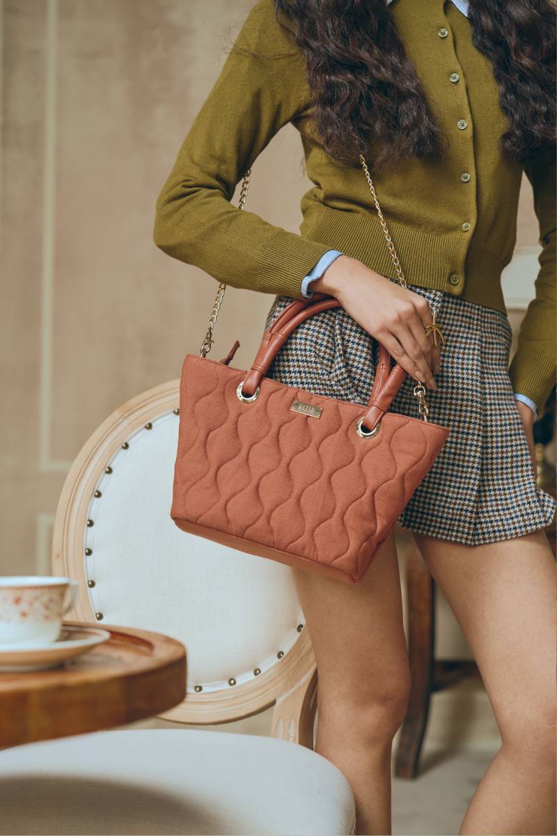 Bucket Quilted Brown Sling Bag - Rizir