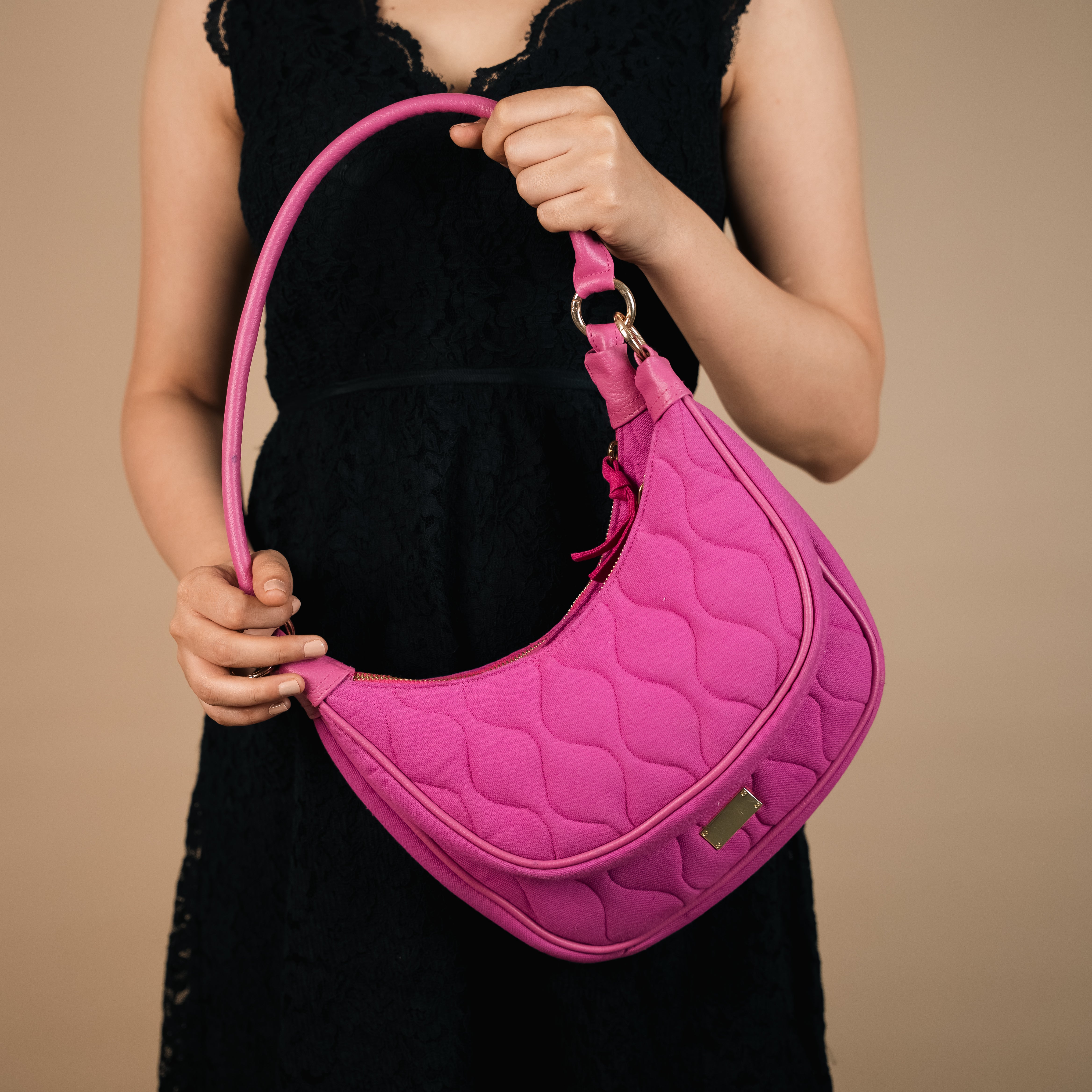 Elite Dual Quilted Hot Pink Sling Bag