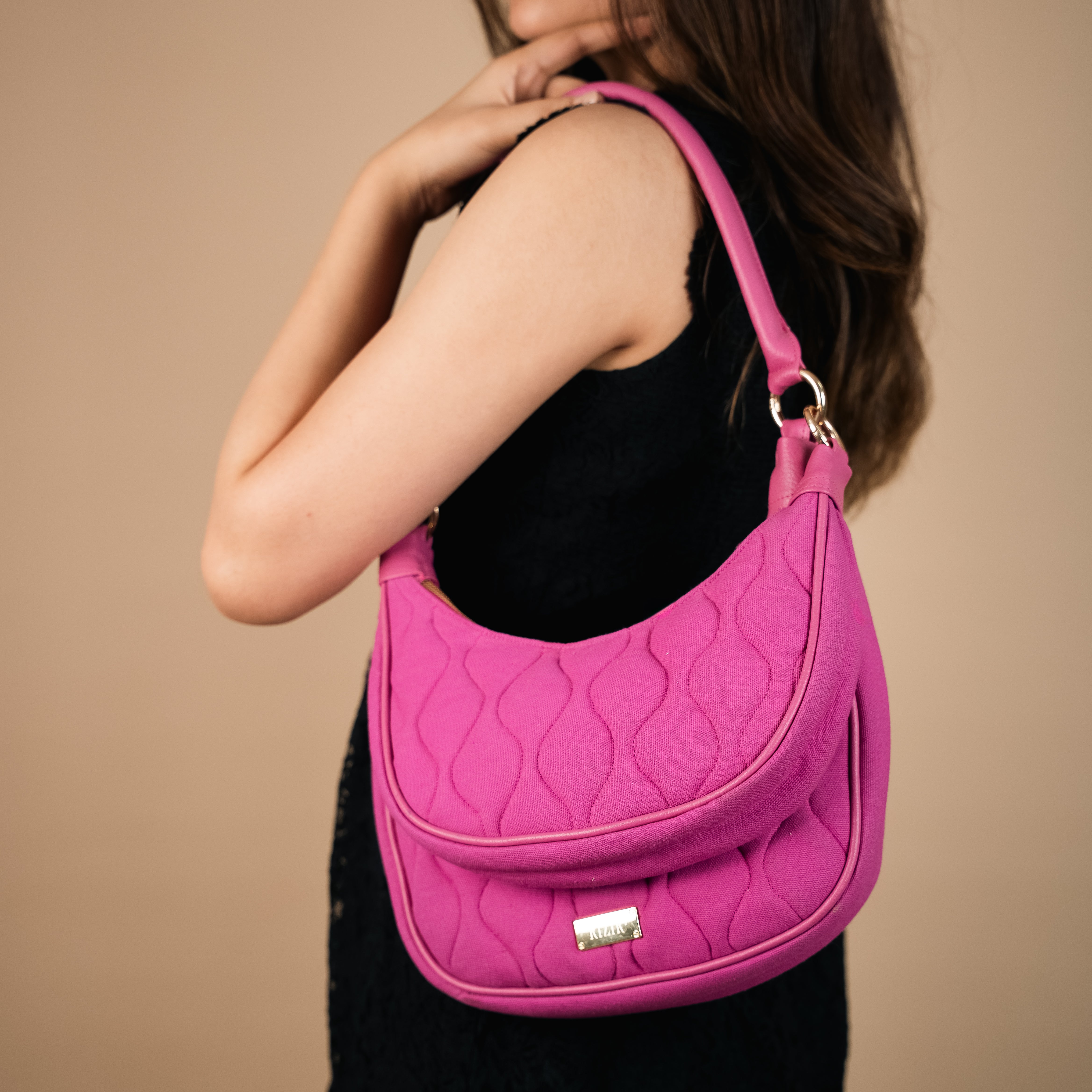 Elite Dual Quilted Hot Pink Sling Bag