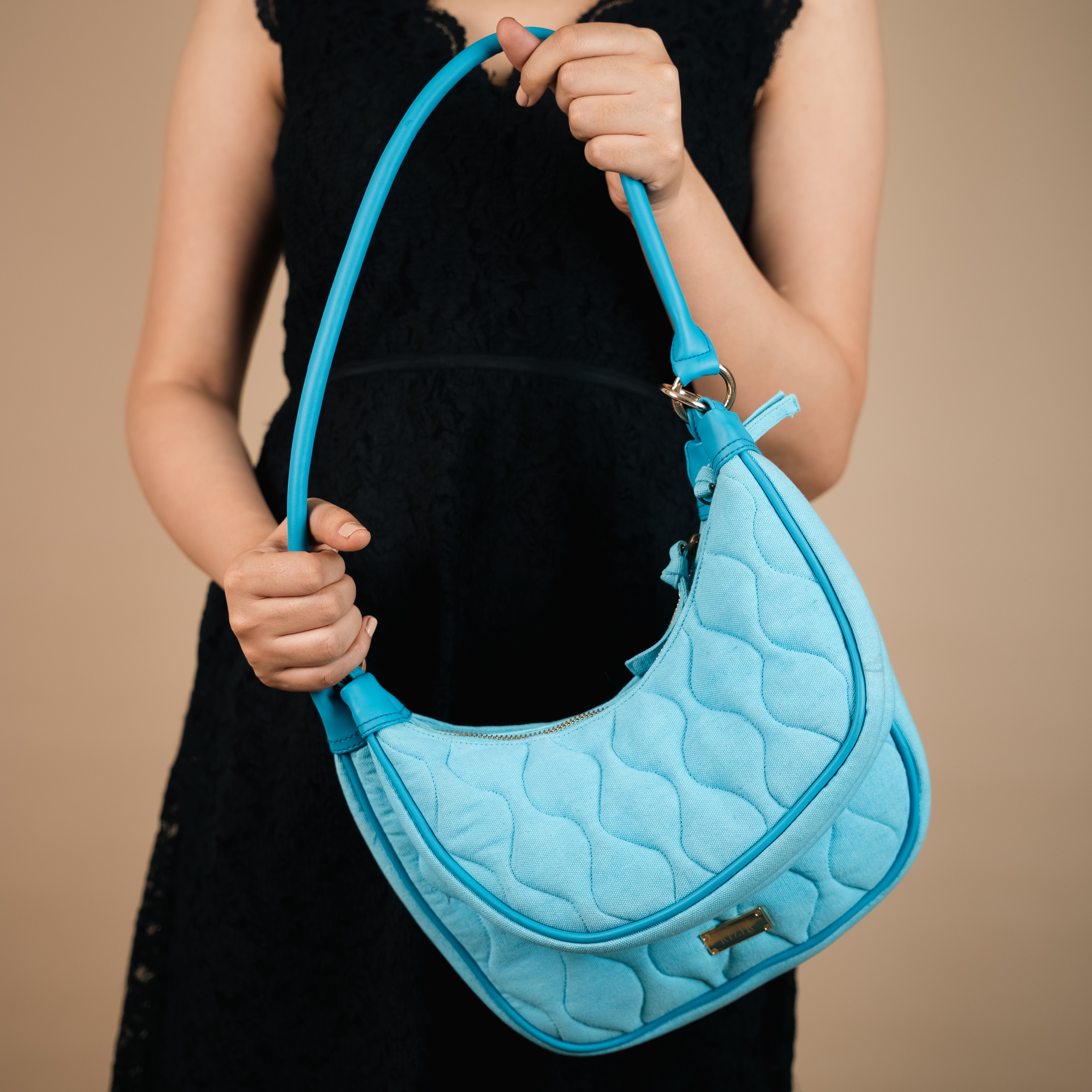 Elite Dual Quilted Blue Sling Bag