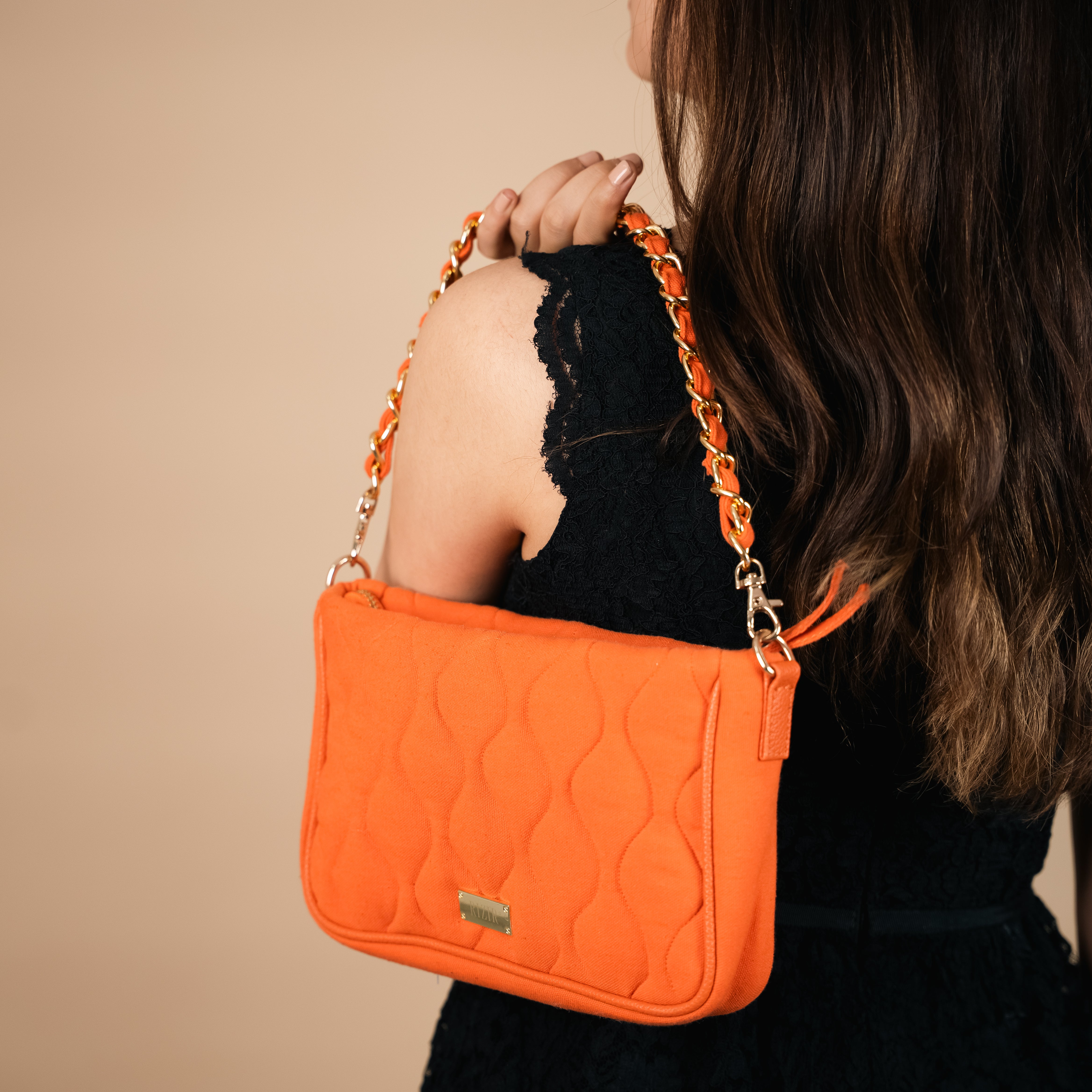 Retro Quilted Orange Sling Bag