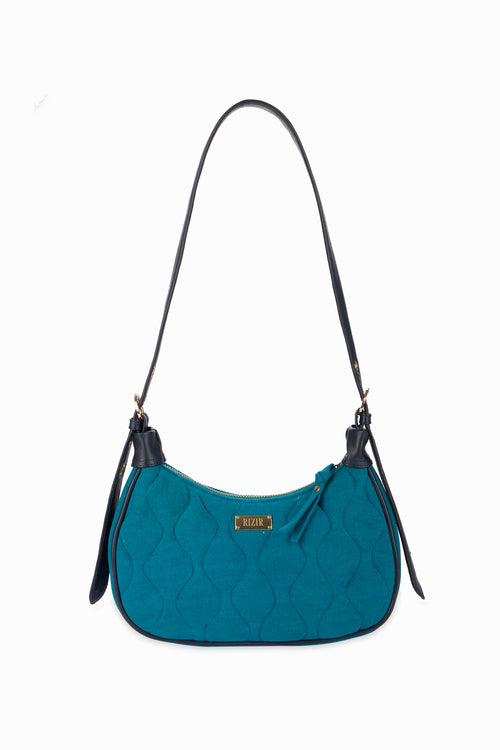 Quilted Pop Blue Sling Bag - Rizir