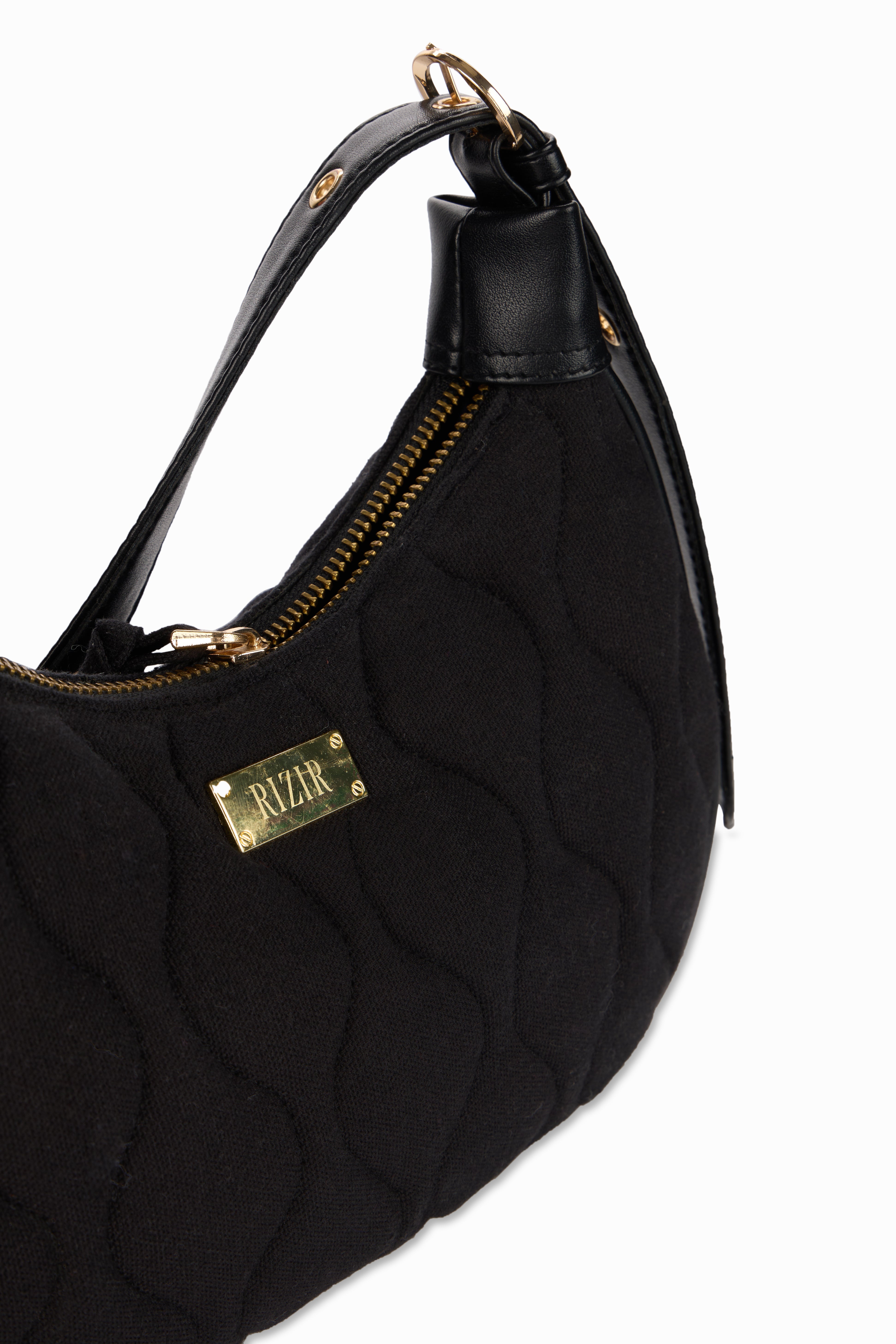 Quilted Pop Black Sling Bag - Rizir