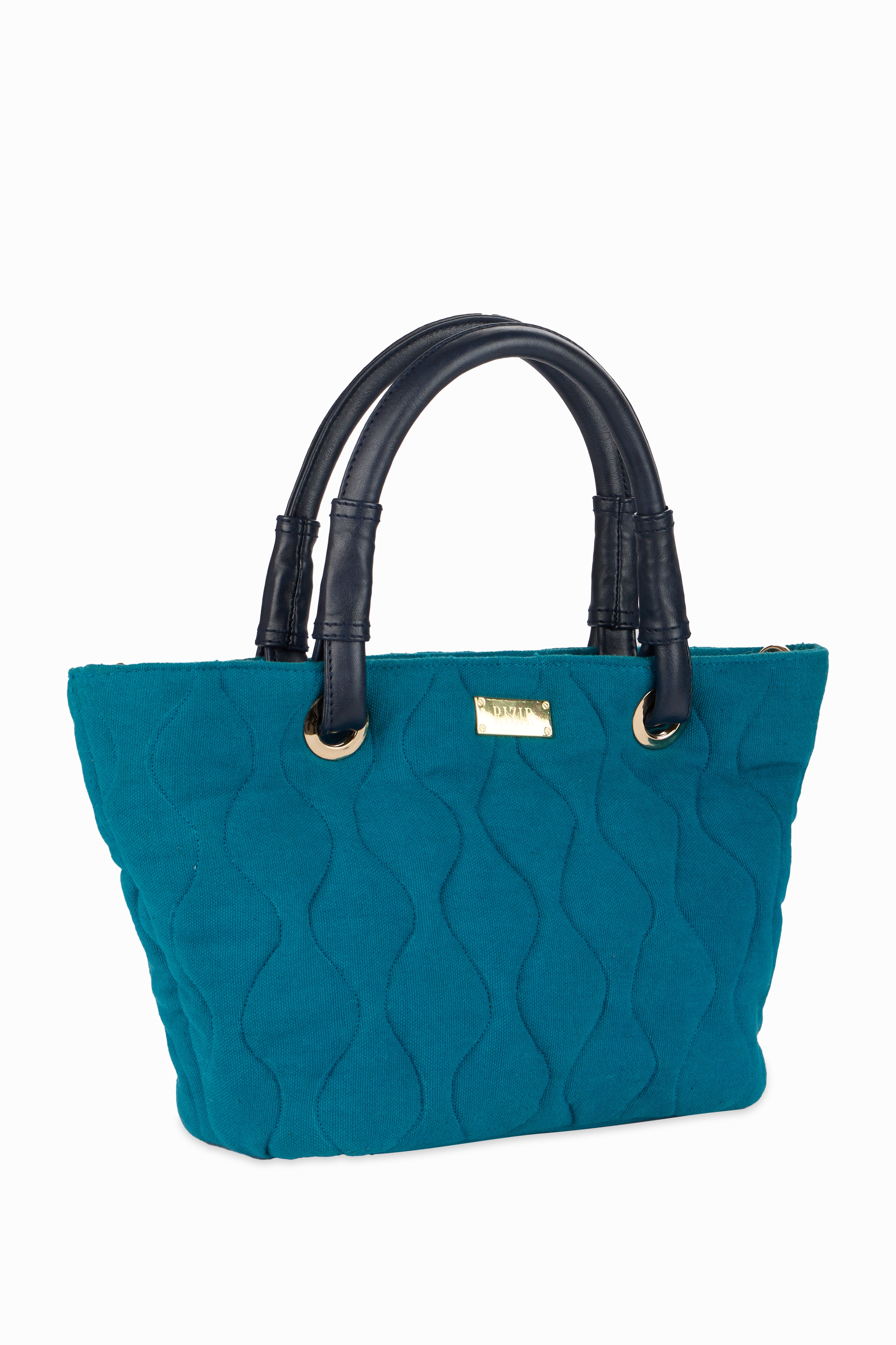 Bucket Quilted Teal Blue Sling Bag