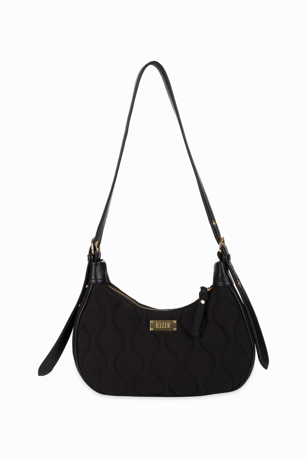 Quilted Pop Black Sling Bag - Rizir