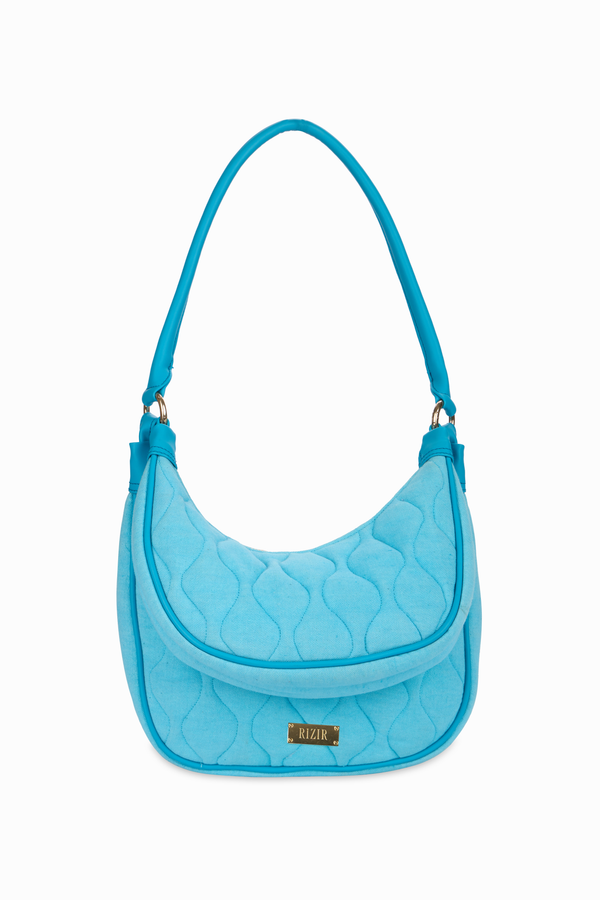Elite Dual Quilted Blue Sling Bag - Rizir