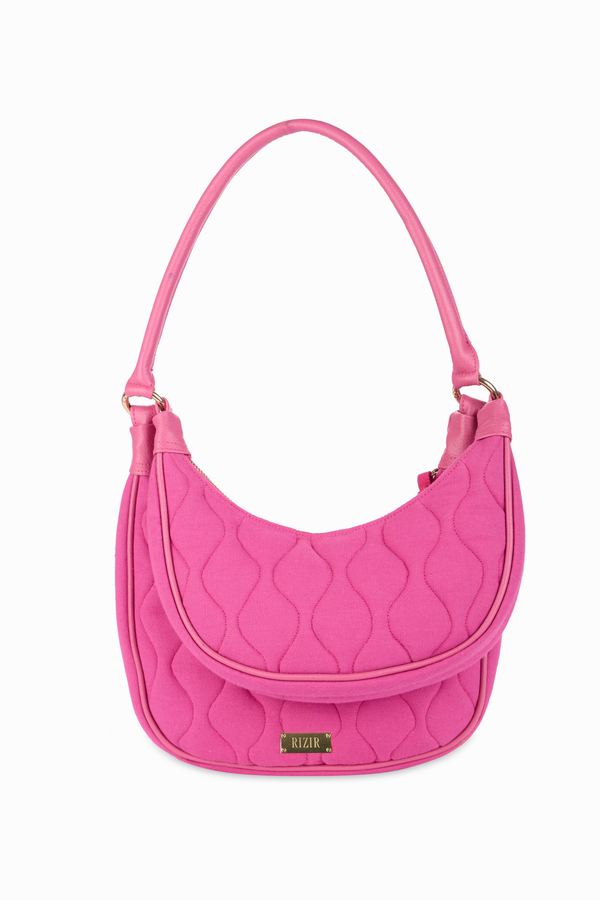 Elite Dual Quilted Hot Pink Sling Bag - Rizir