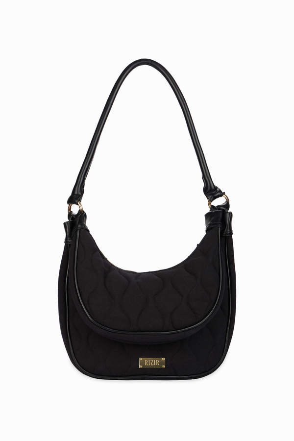 Elite Dual Quilted Black Sling Bag - Rizir